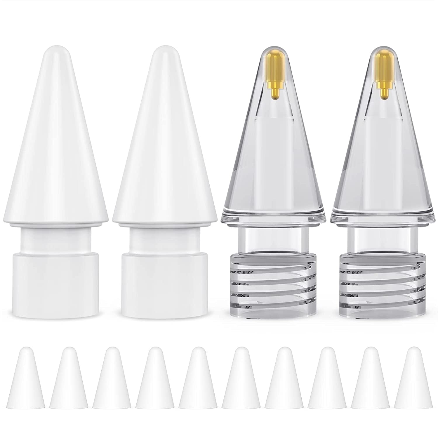 NIUTRENDZ 4 Pack Replacement Tips for Apple Pencil 2Nd Generation and 1St Generation Fine Point Metal Tip, Wear-Resistant & Precise Control (1.95Mm, Clear + Pink + Blue + Grey)  NIUTRENDZ Original - White and Grey Original 