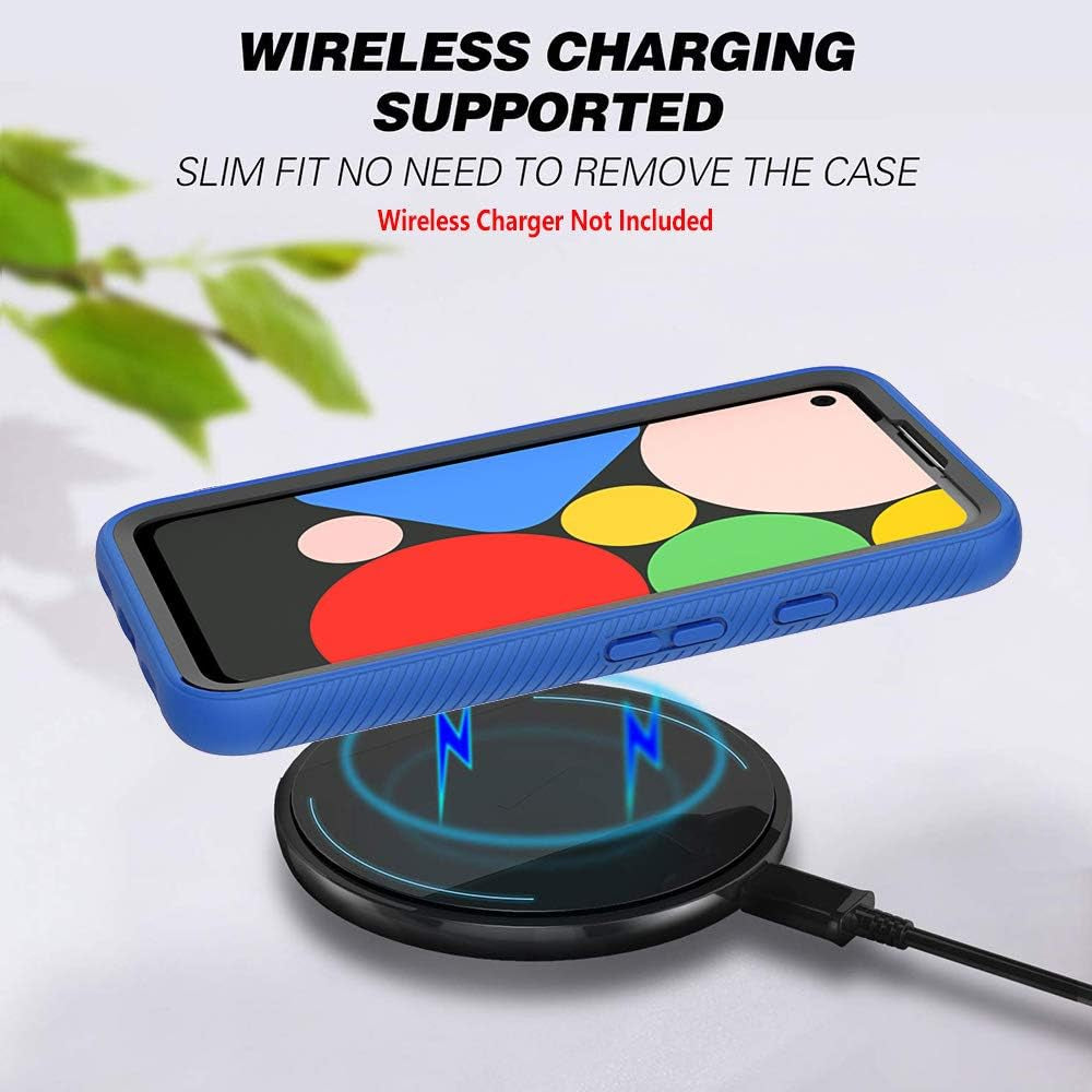 Google Pixel 4A 5G Case, [Not Fit Pixel 4A/Pixel 4] with [Tempered Glass Screen Protector Included], Circlemalls Transparent Back 12 Feet Shockproof Durable Hybrid Drop Protection Armor Cover- Blue  Circlemalls   