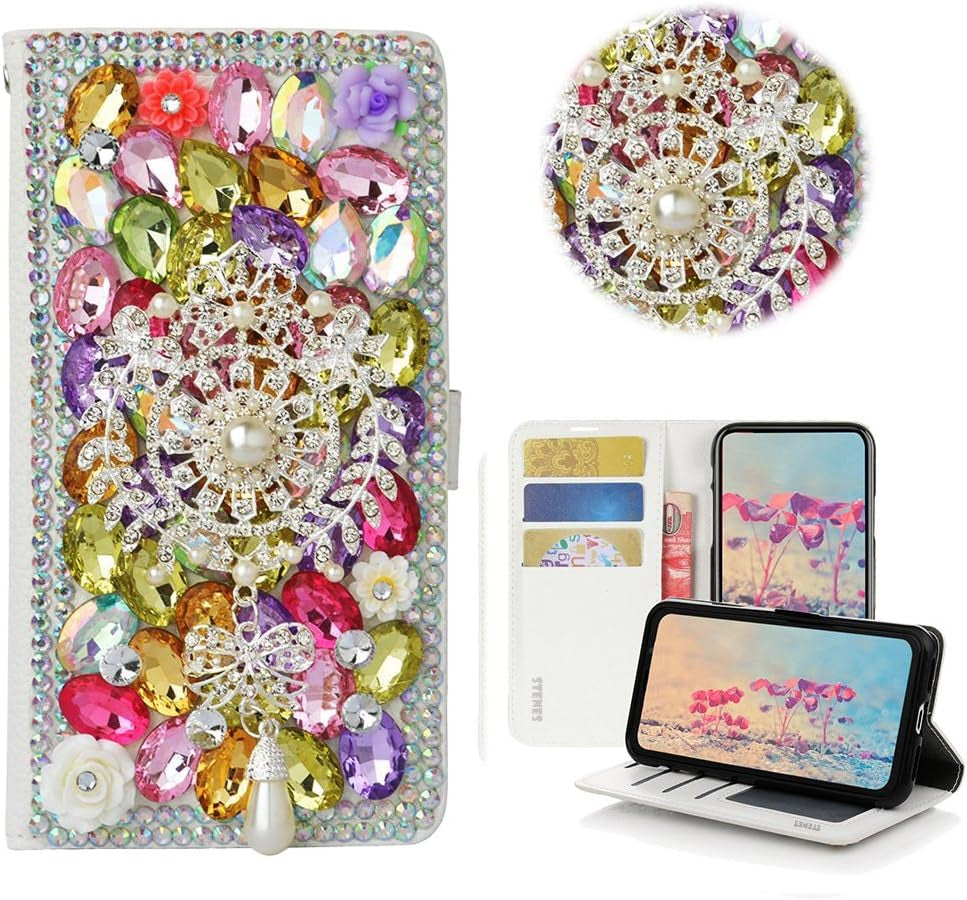 STENES LG G6 Case, LG G6 plus Case - STYLISH - 3D Handmade Crystal Dreamcatcher Pearl Pendant Wallet Credit Card Slots Fold Stand Leather Cover Case for LG G6/LG G6 plus - Multicolor  STENES   