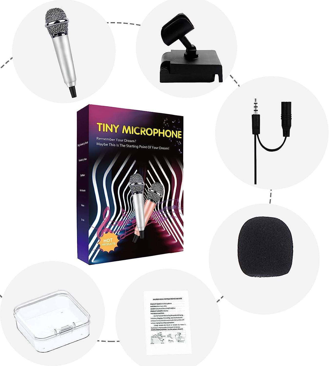 Mini Microphone, Mini Mic, for Recording/Chatting and Singing, for Mobile Phone/Laptop/Ipad（Rose Gold）  N / A   