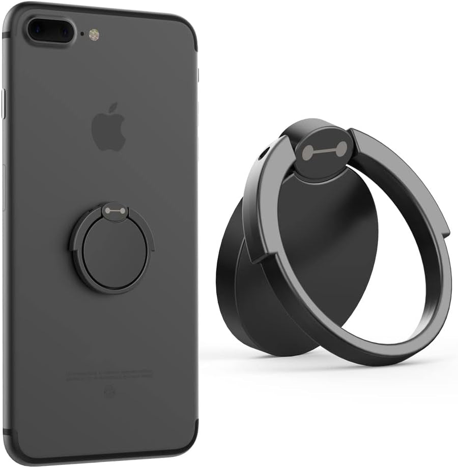 VOVIGGOL Cell Phone Ring Holder Finger Kickstand, 360° Rotation Cute Phone Ring Grip Phone Ring Stand Metal Phone Ring for Car Mount Magnetic Compatible with All Smartphones (Black)  VOVIGGOL   