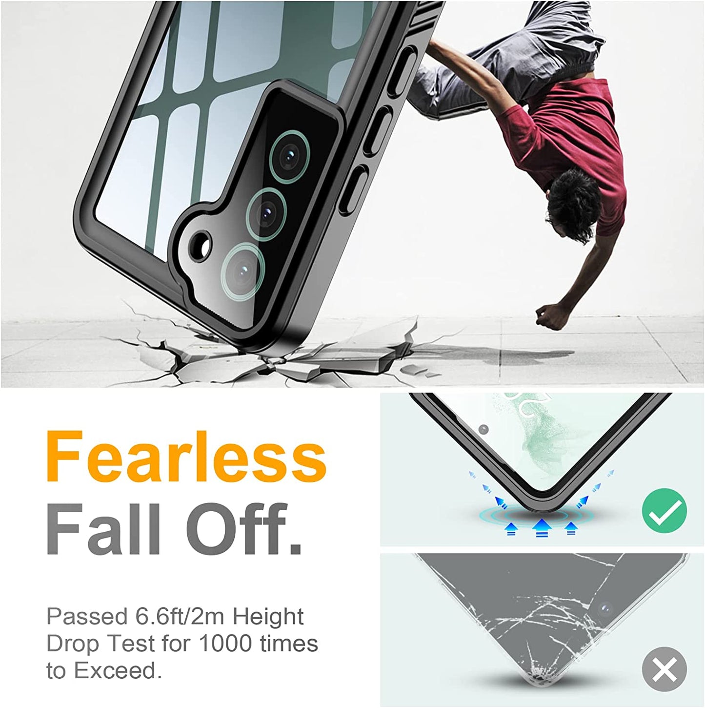 Temdan for Samsung Galaxy S22 Case,Waterproof Samsung S22 Case with Built-In Screen Protector Shockproof Dustproof Heavy Duty Full Body Protective Case for Samsung Galaxy S22 5G 6.1'',Black  Temdan   