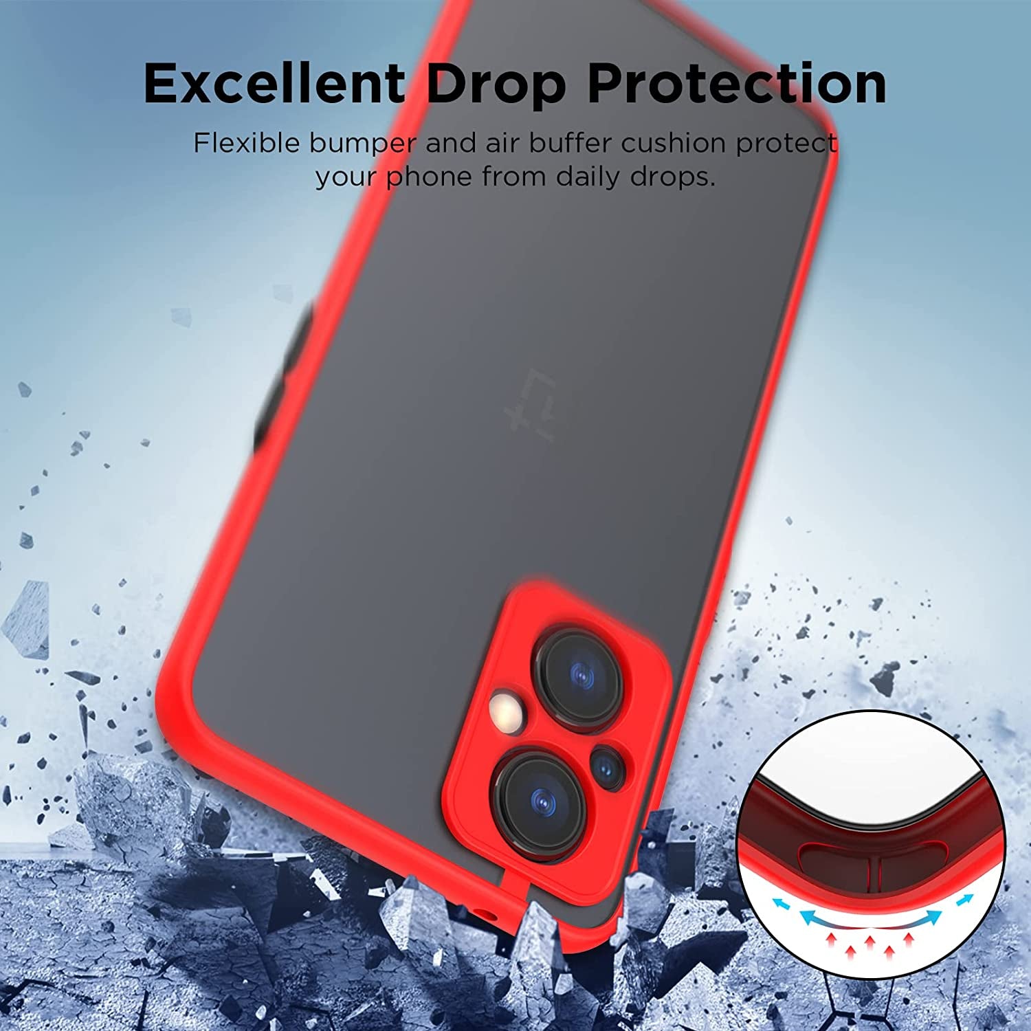 MAKAVO Slim Fit for Oneplus Nord N20 5G Case with Screen Protector [Ultra Thin] [Camera Cover] Full Protection Flexible Bumper Hard Matte PC Back Cover for One plus N20 5G (Red)  MAKAVO   