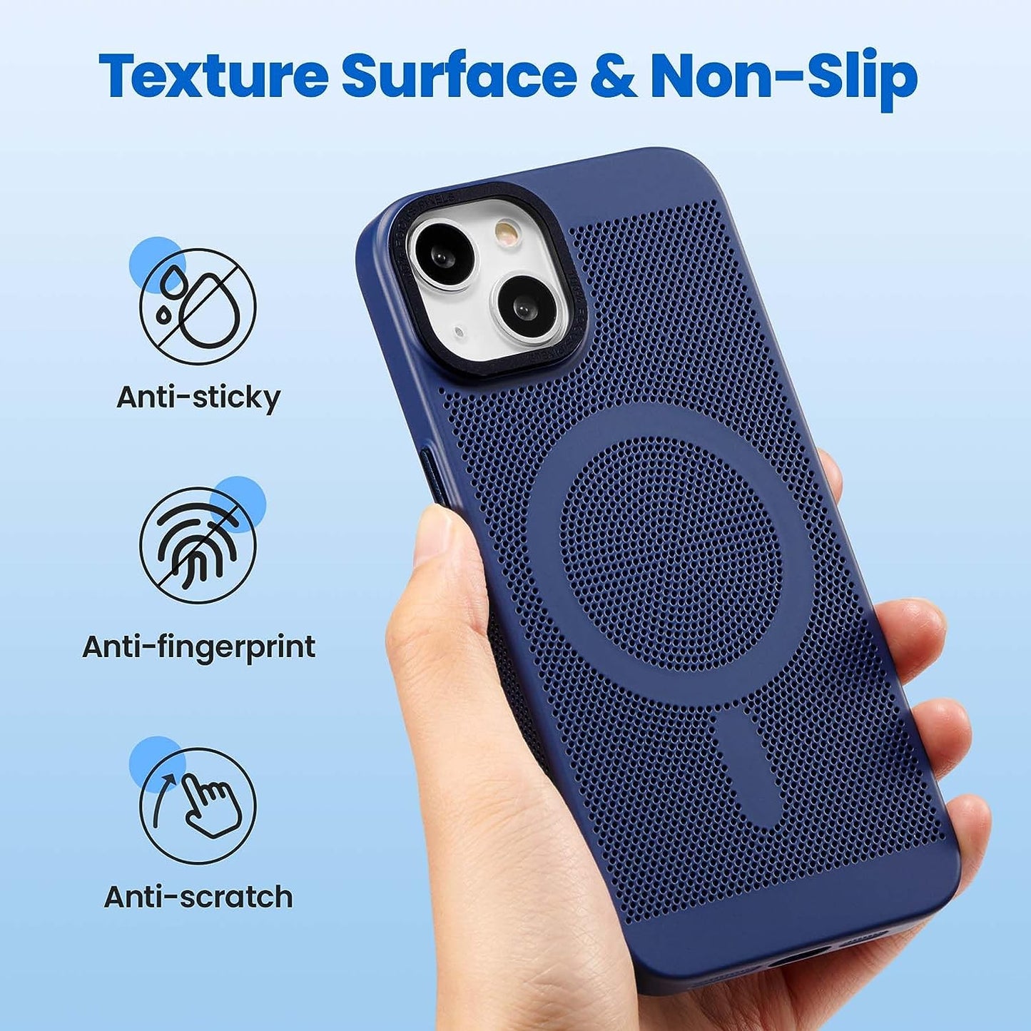 ZCDAYE for Iphone 13 Magnetic Case, 3D Hollow Mesh Heat Dissipation Phone Case Compatible with Magsafe, Breathable Cooling Hard PC Shockproof Cover for Iphone 13(6.1 Inch, Dark Blue)  ZCDAYE   