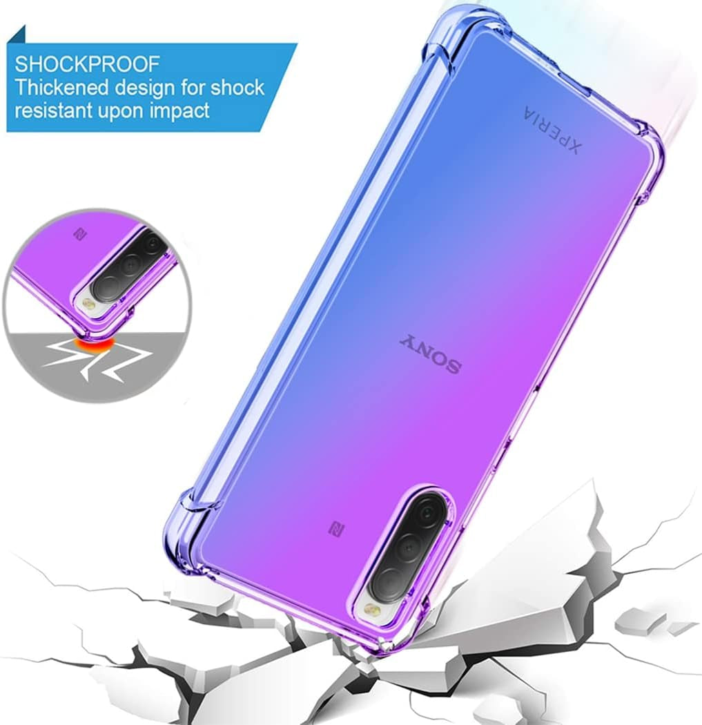 Ueokeird for Xperia 10 IV 5G Case, Sony 10 IV Case, Clear Cute Gradient Phone Case Slim anti Scratch Flexible TPU Cover Shockproof Protective Case for Sony Xperia 10 IV (Purple/Blue)  Ueokeird   