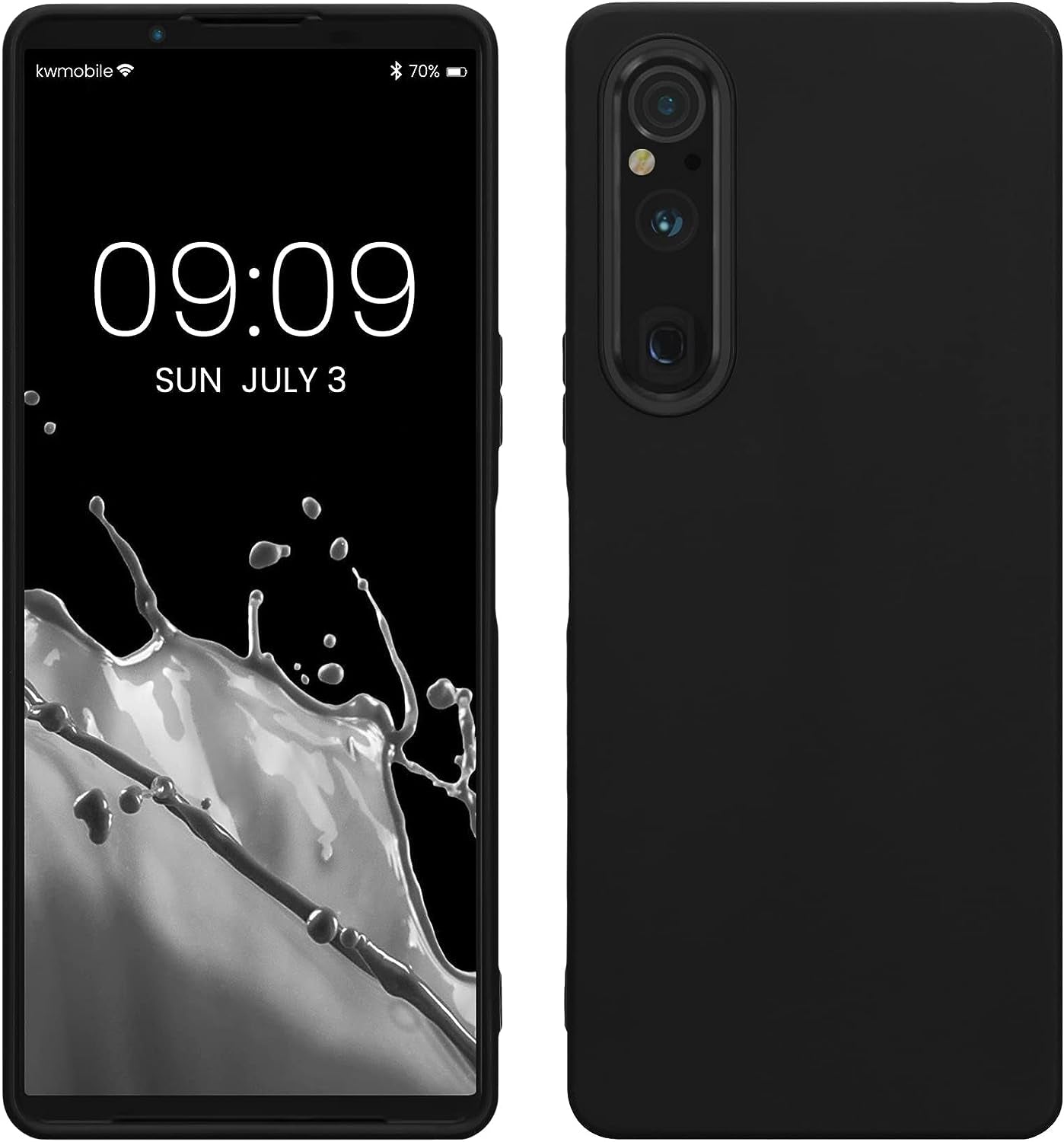 Kwmobile Case Compatible with Sony Xperia 1 V Case - Soft Slim Protective TPU Silicone Cover - Dark Slate  KW-Commerce Black  