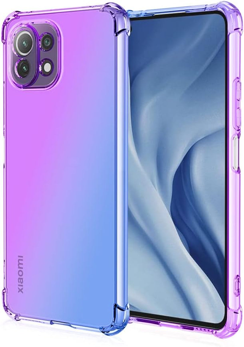 HUANGTAOLI Case Compatible with Xiaomi 11 Lite 5G NE, Slim Soft TPU Shockproof Transparent Crystal Clear Phone Case Cover with Corner Bumper  HUANGTAOLI Purple/Blue  