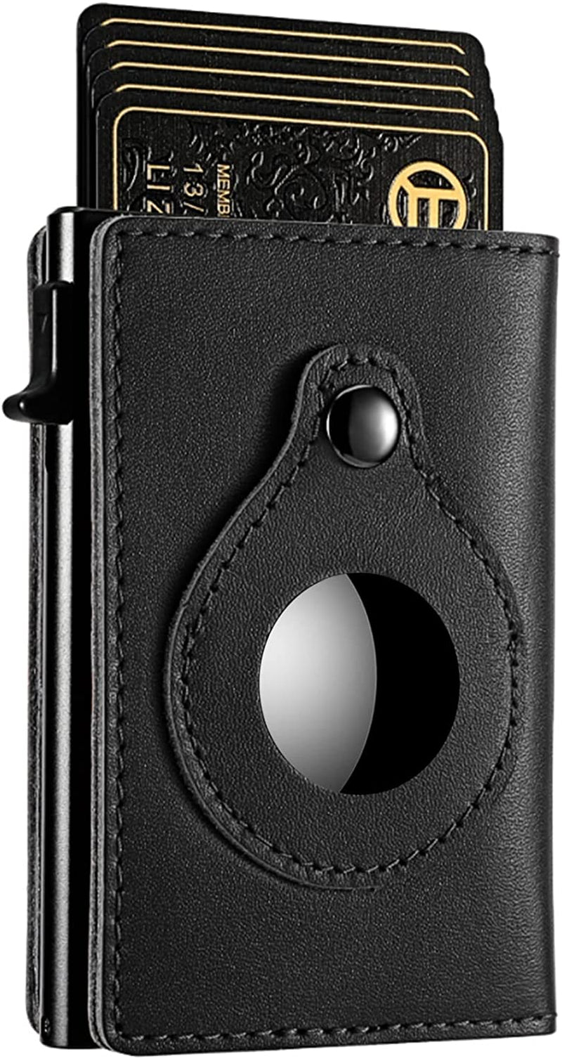 Credit Card Holder for Men, Premium Genuine Leather Credit Card Holder with Slim Wallet RFID Technology, Airtag Wallet for Men with Money Clip  Cloud pie   