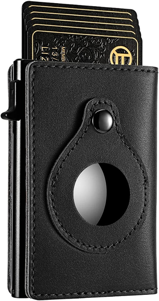 Credit Card Holder for Men, Premium Genuine Leather Credit Card Holder with Slim Wallet RFID Technology, Airtag Wallet for Men with Money Clip  Cloud pie   