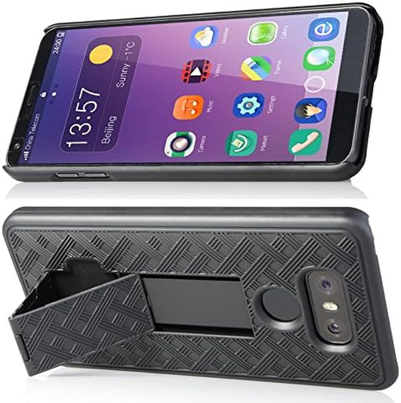 Case with Clip for LG G6, Nakedcellphone Black Kickstand Cover and Belt Hip Holster Combo for LG G6 Phone (LG VS988, LS993, H872, H870, H871, H872)  Nakedcellphone   