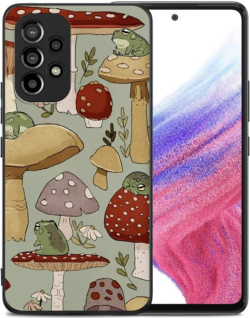 Compatible with Samsung Galaxy A53 Case, American Flag Eagle Aesthetic Pattern Design, Full Body Protection Shockproof Cover Case for Samsung Galaxy A53 5G 6.5"  MSEAANBK Retro Mushroom Frog  