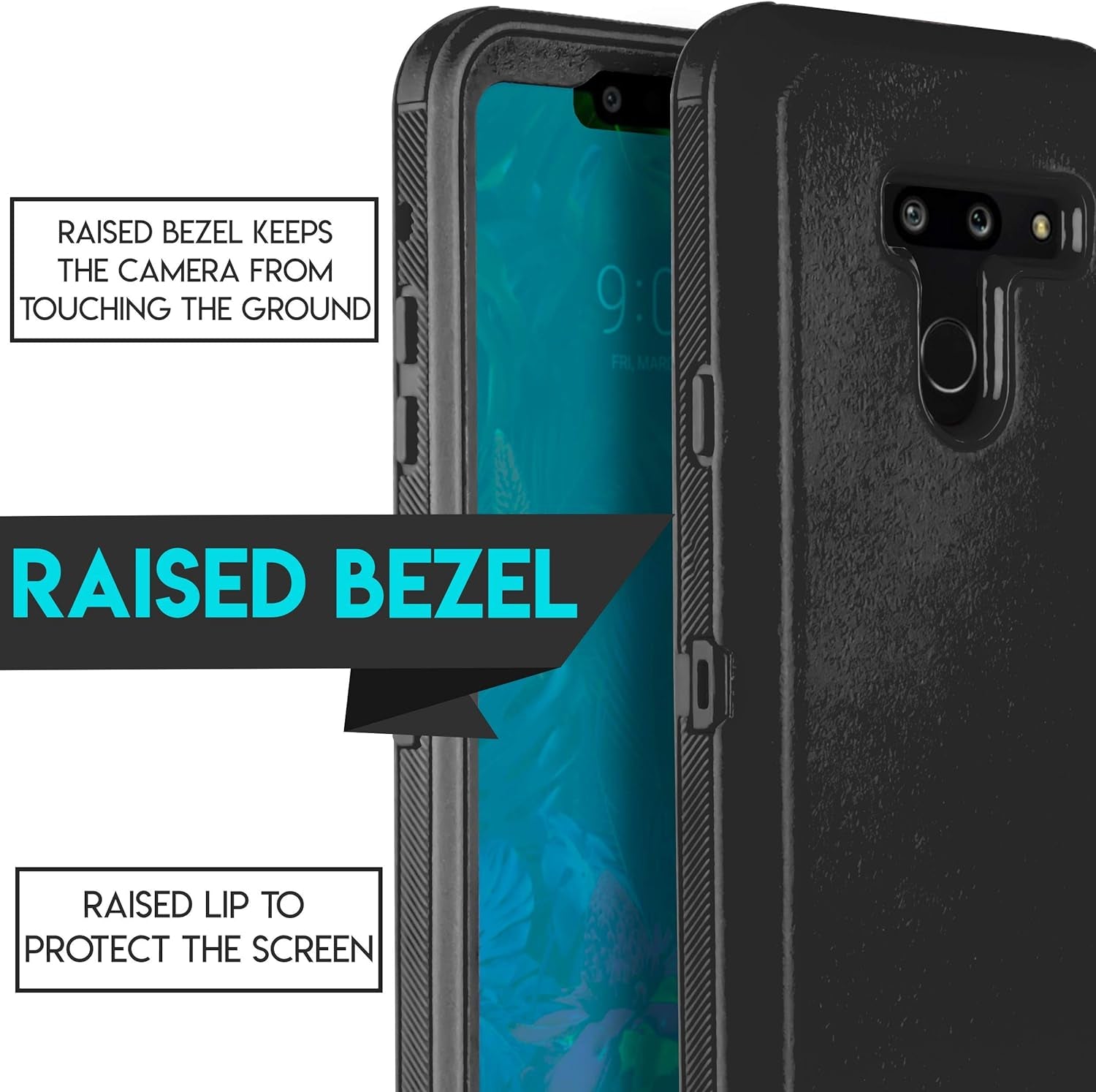 For LG G8 Thinq Case, LG G8 Case, W/Built-In [Screen Protector] Heavy Duty Full-Body Armor Case [Belt Clip Holster][Kickstand] (Black)  SPM   