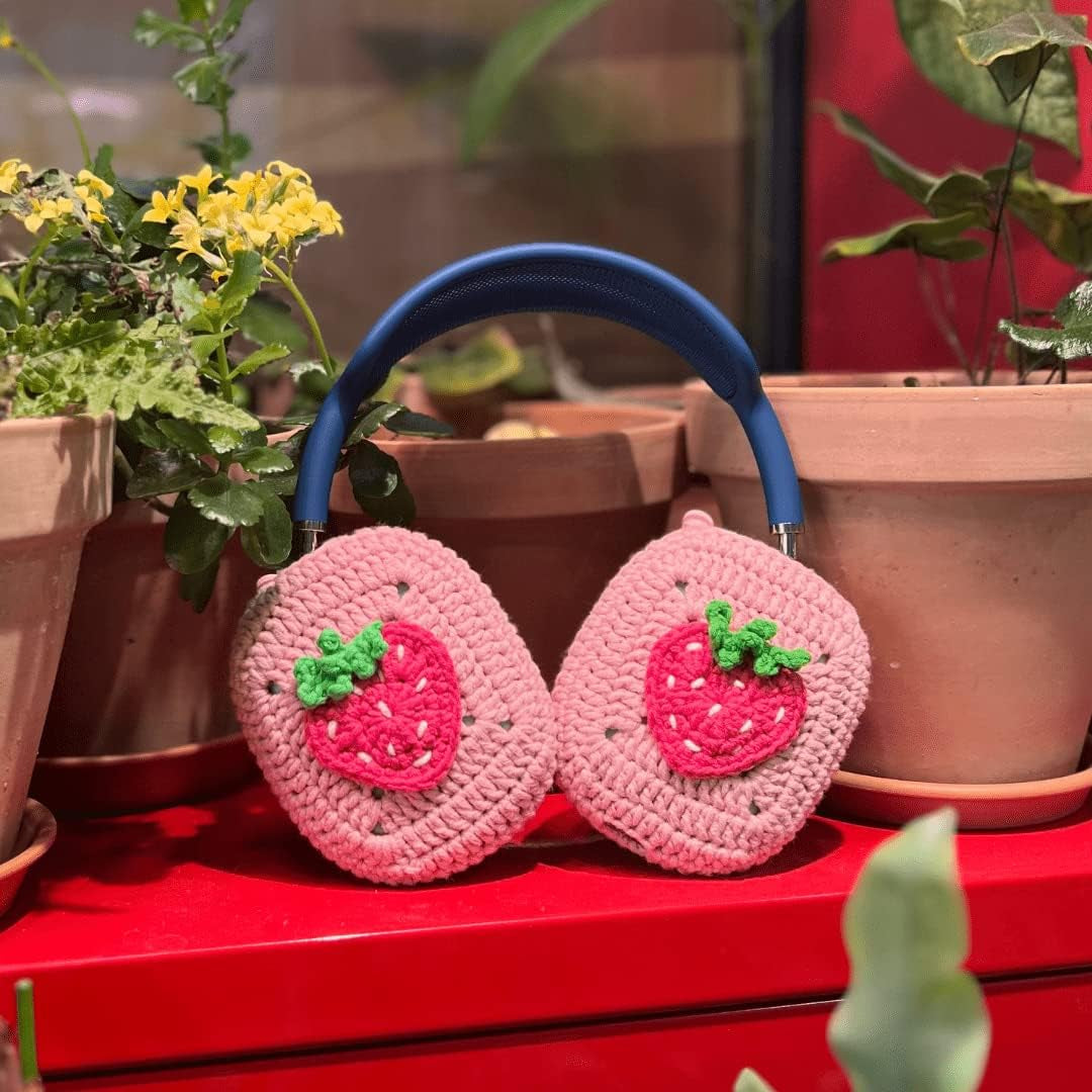 Apple Airpods Max Crochet Headphone Covers, Cute Airpods Max Case for Apple Headphones (Strawberry)  ggümm studio   