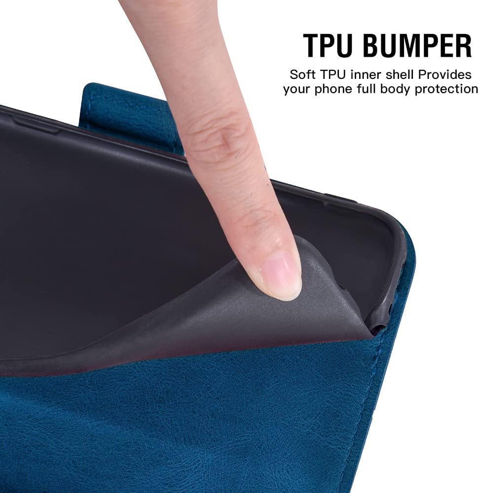 Compatible with Oneplus 8T Oneplus8T plus 9R 5G Wallet Case and Tempered Glass Screen Protector Flip Cover Card Holder Phone Cases for One Plus8T5G on 1 plus 8Tplus 1Plus 8T+ One+ 1+ 1+8T Pro G5 Blue  Asuwish   