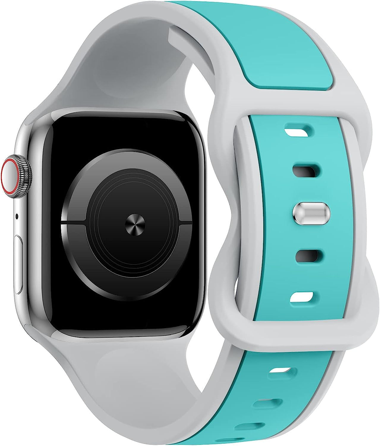 Acrbiutu Two-Toned Dual Color Bands Compatible with Apple Watch 38Mm 40Mm 41Mm 42Mm 44Mm 45Mm 49Mm, Replacement Soft Silicone Sport Strap for Iwatch Series Ultra 8/7/6/5/4/3/2/1 SE Women Men  Acrbiutu Gray/Teal 38mm/40mm/41mm 