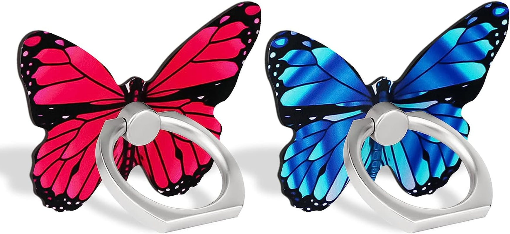 LSL Cute Butterfly Cell Phone Ring Holder 360°Rotation Metal Finger Stand Kickstand Universal Compatible with Iphone Samsung Galaxy LG Google Pixel Ipad Three Pack Pink Blue Purple Pretty Butterfly  LSL Pink Blue Butterfly  