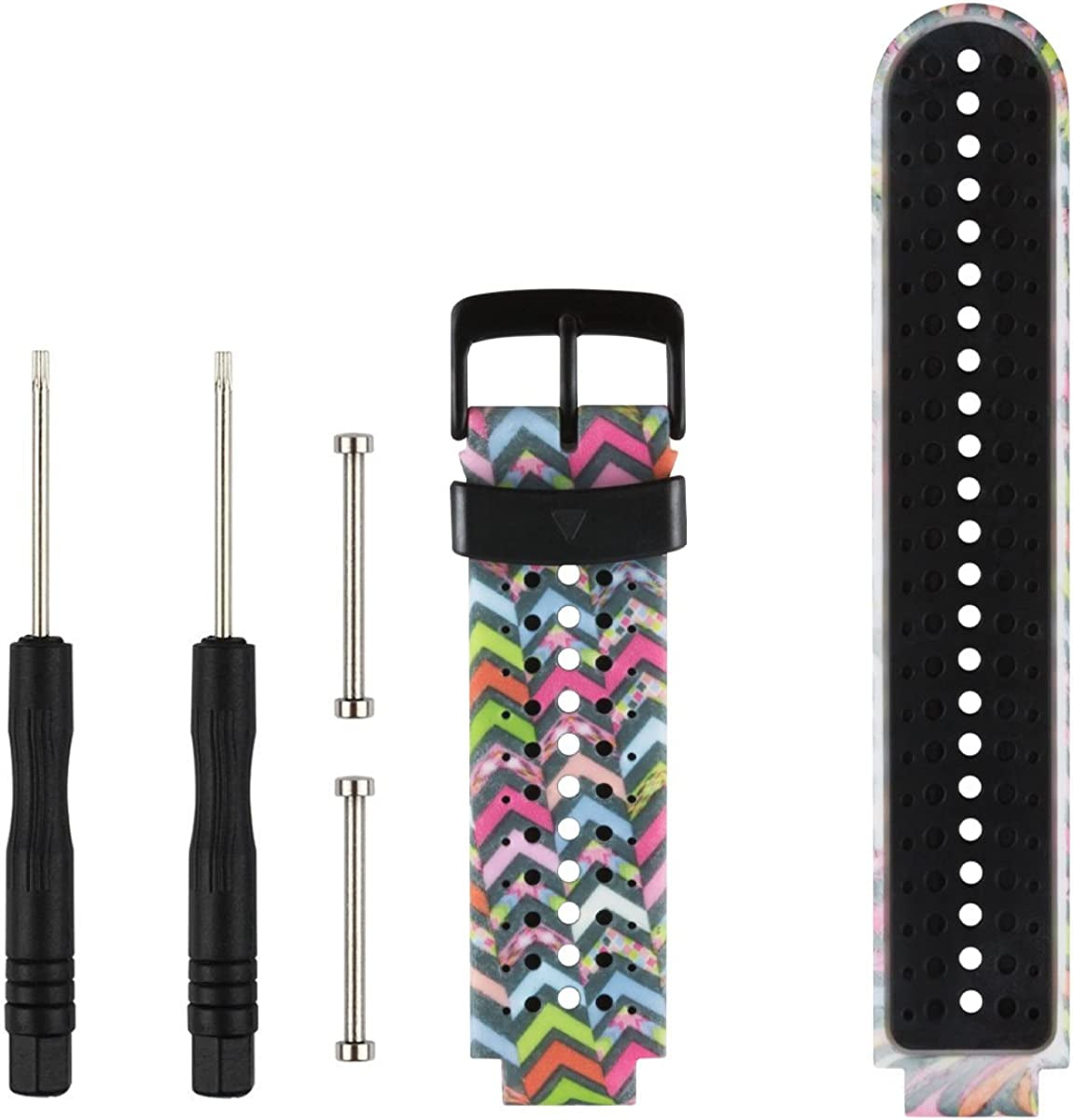 Honecumi Bands Compatible with Garmin Approach S20/ S5/ S6/Forerunner 220/230/ 235/235Lite/ 620/630/ 735/735XT Smart Watchband Wrist Band Strap for Men Women,Soft Silicone Colorful Band Accessory  honecumi Pattern-Wave  