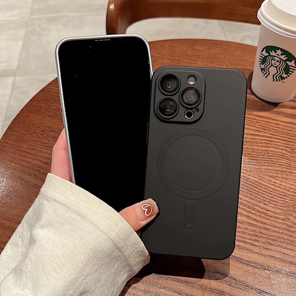 Fycyko Phone Case for Iphone 14 Pro Max Magnetic Case [Adaptation with Magsafe] Slim Cute Luxury Soft Silicone Design for Iphone 14 Pro Max 6.7'' with Camera Protector-Black  Fycyko   