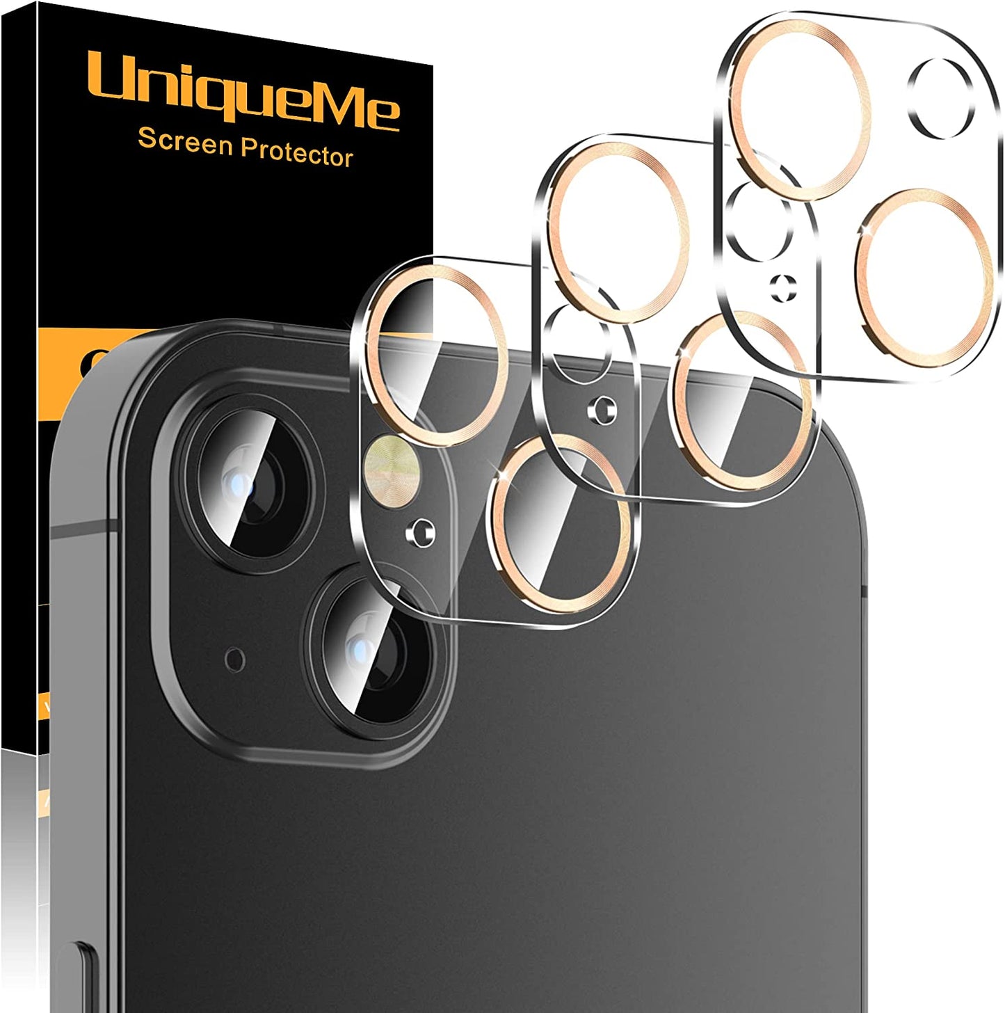 Uniqueme [3 Pack] for Iphone 13 / Iphone 13 Mini Camera Lens Protector, Tempered Glass [Case Friendly][New Version][Scratch-Resistant][Easy Installation] - Black Circle  UniqueMe   