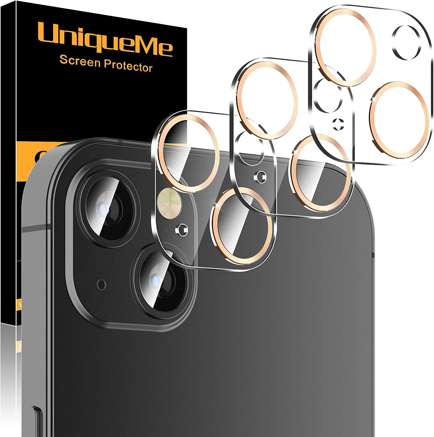 Uniqueme [3 Pack] for Iphone 13 / Iphone 13 Mini Camera Lens Protector, Tempered Glass [Case Friendly][New Version][Scratch-Resistant][Easy Installation] - Black Circle  UniqueMe   