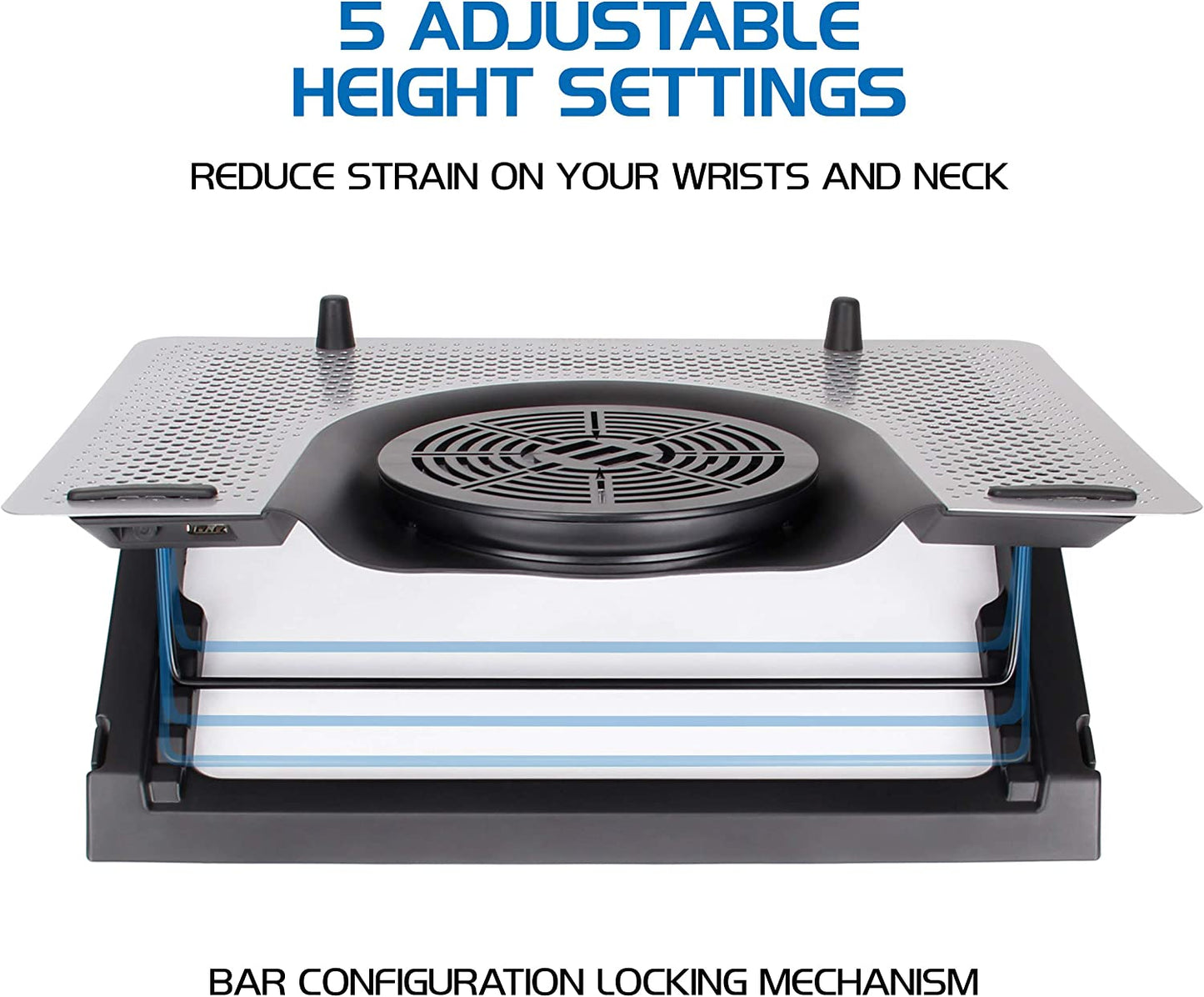 ENHANCE Cryogen 3 Gaming Laptop Cooling Pad - USB Powered 5 LED Fans , Metal Cooler Surface Fits 17.3 Inch Laptops , Smartphone Device Holder , 5 Adjustable Stand Settings , Portable for PC Gamer  ENHANCE   