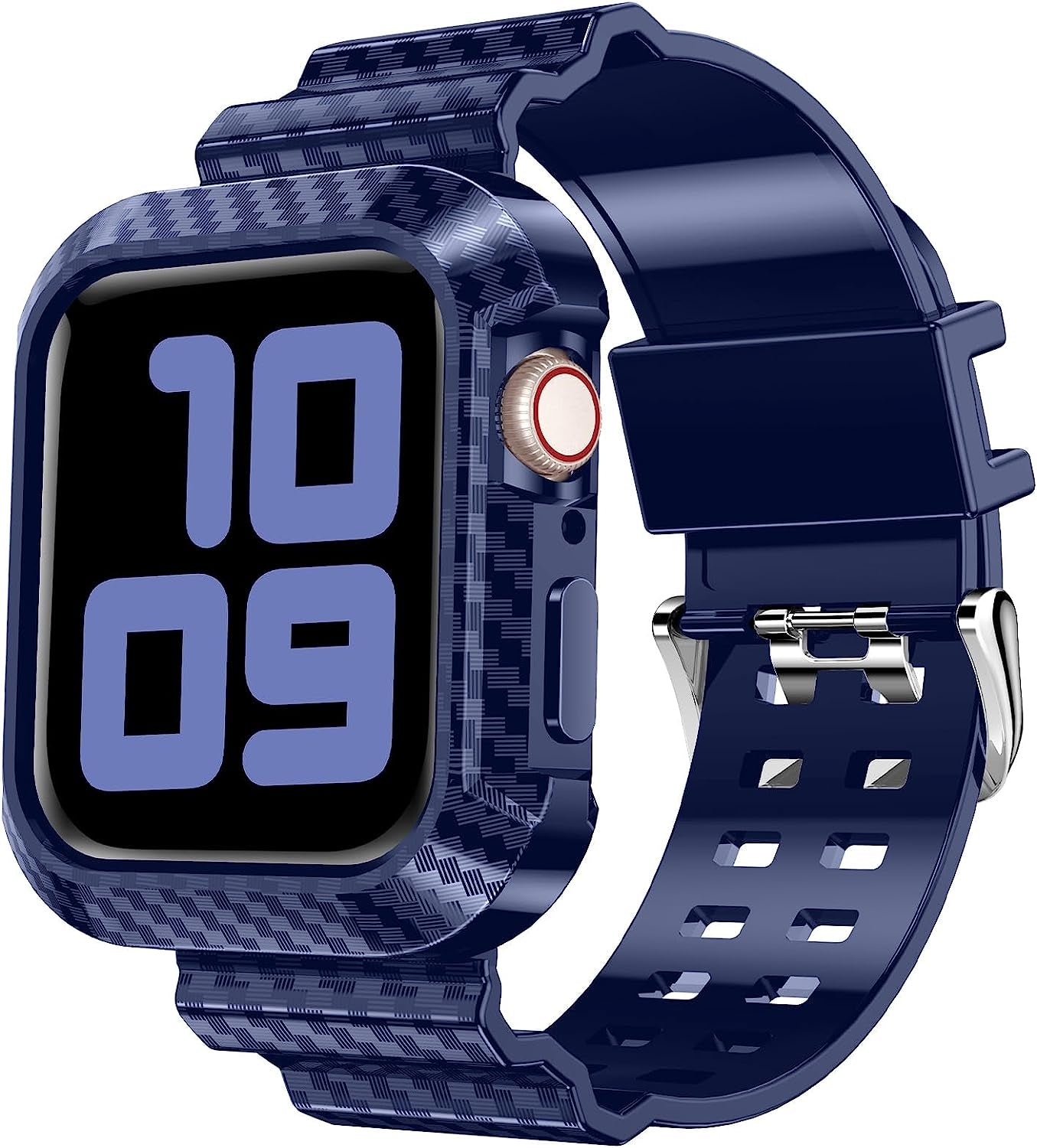 DABAOZA Compatible for Clear Apple Watch Band 38Mm 40Mm 41Mm 42Mm 44Mm 45Mm with Case, Women Girl Glitter Clear Bling Crystal Sport Strap and Bumper for Iwatch Band Ultra SE Series 8/7/6/5/4/3/2/1  DABAOZA CarbonBlue 45mm/44mm/42mm 