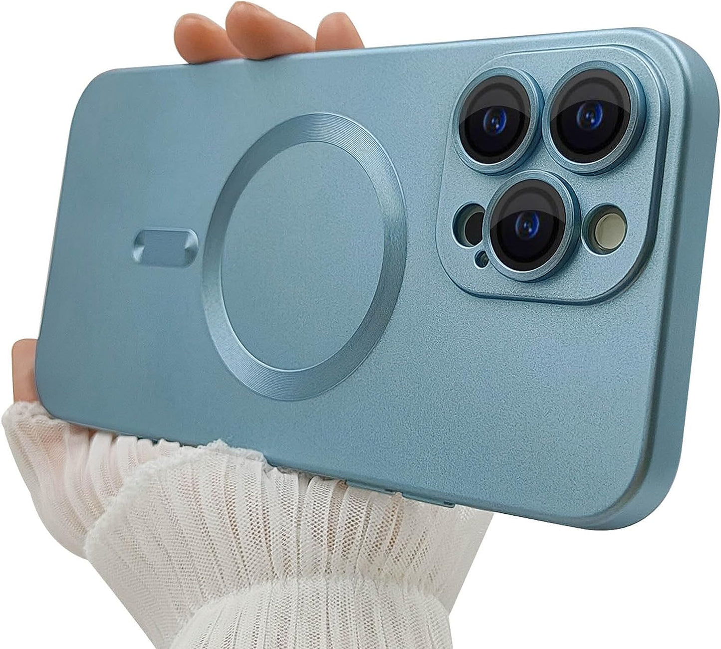 Womdakon Magnetic Case for Iphone 12 Pro Max Phone Case for Women, [Adaptation with Magsafe] Matte Luxury Soft Metallic Luster Design for Iphone 12 Pro Max 6.7'' with Camera Protector-Green  Womdakon Blue  