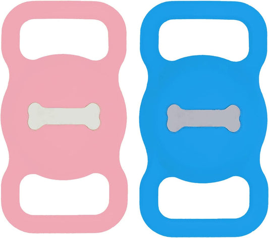 2 Pack Airtag Dog Collar Holder Silicone Pet Collar Case for Apple Airtags 2021 GPS Tracker Case Compatible with Apple Airtag (Pink+Blue)  XYGJZ   