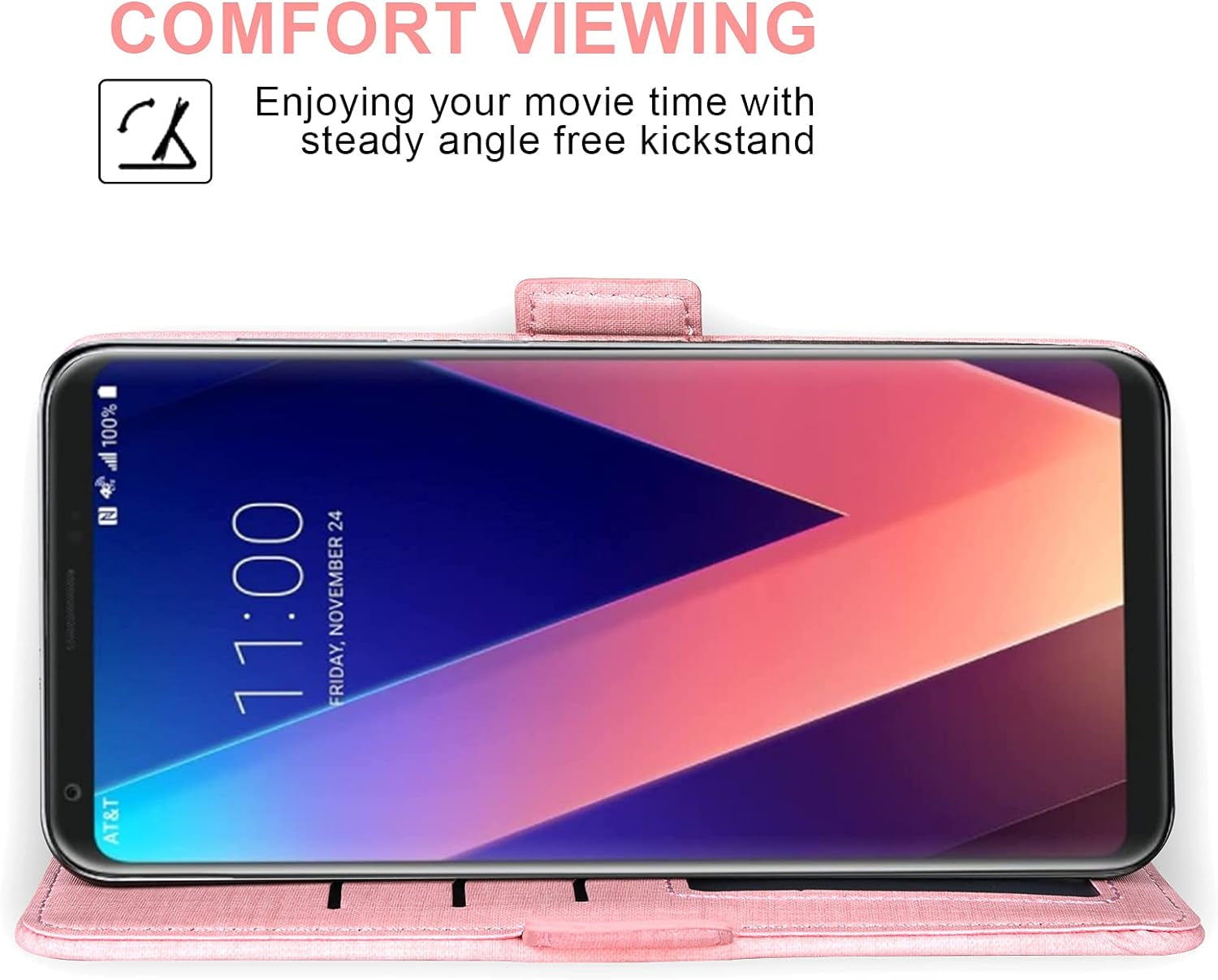 Asuwish Compatible with LG V35 Thinq V30 plus Wallet Case Tempered Glass Screen Protector and Flip Cover Card Holder Cell Phone Cases for LGV30 LGV35 LG30 LG35 V 30 35 V30+ V30S H931 Women Men Pink  NSS   