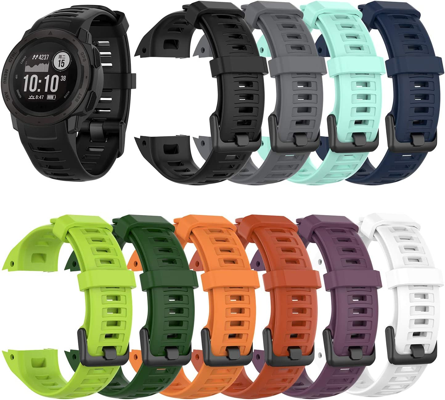 QGHXO Band for Garmin Instinct, Soft Silicone Replacement Watch Band Strap for Garmin Instinct/Instinct Tide/Instinct Tactical/Instinct Solar/Instinct Esports (No Tracker)  QGHXO   