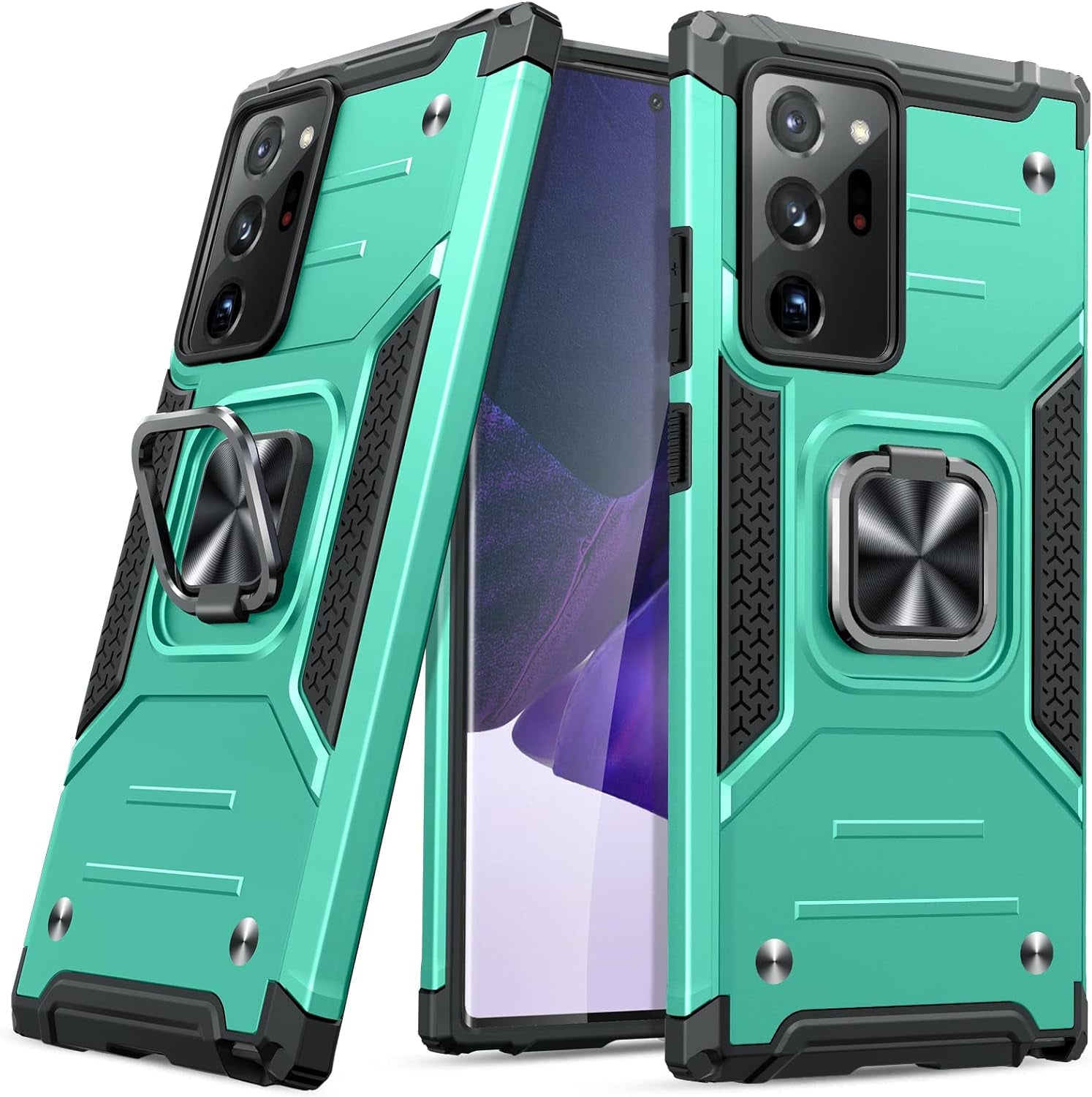 JAME for Samsung Galaxy Note 20 Ultra Case, Military-Grade Drop Protective Phone Case Cover for Note 20 Ultra, with Metal Ring Holder Kickstand for Galaxy Note 20 Ultra Case, Red  JAME Turquoise  