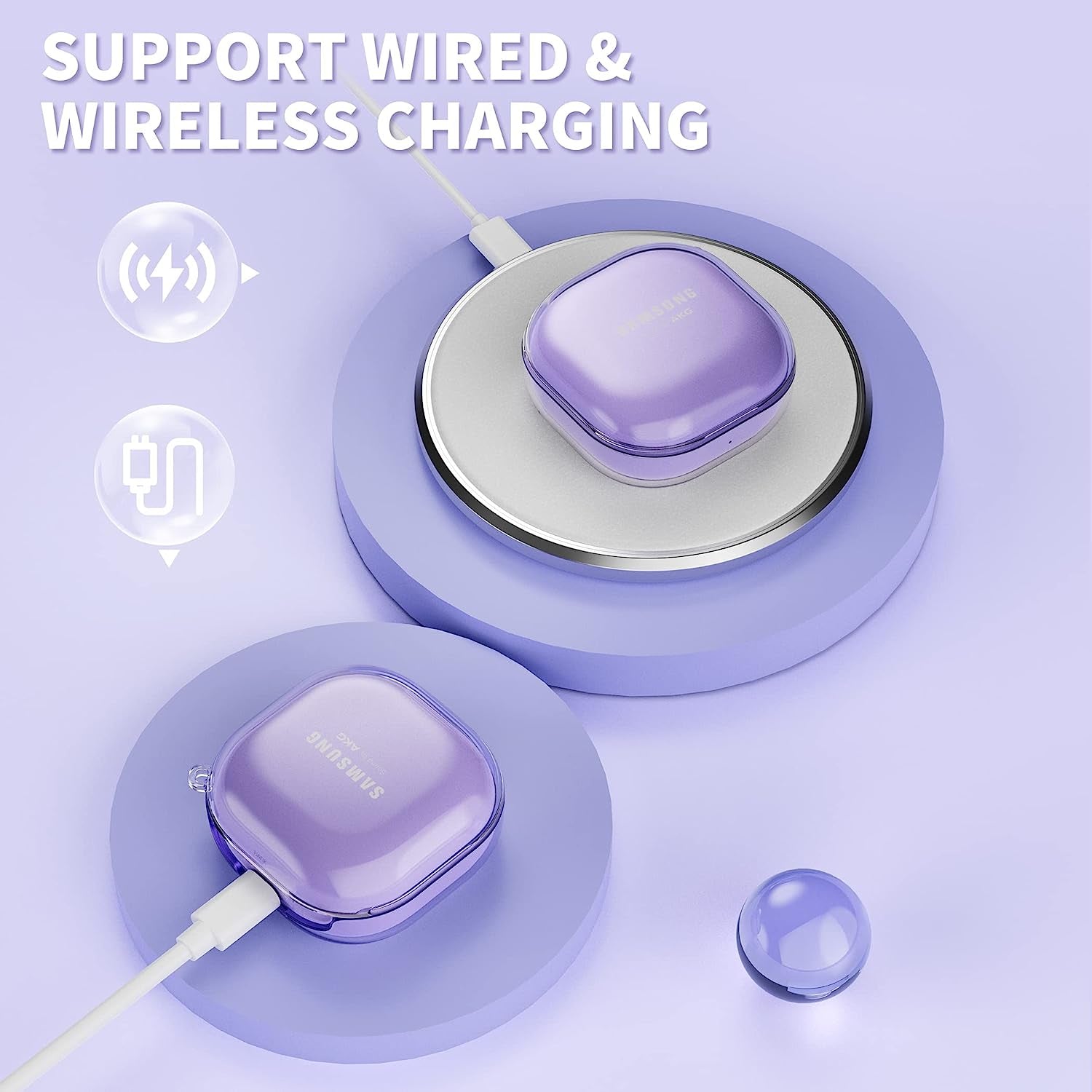 CACOE Transparent Cute Case for Samsung Galaxy Buds 2 Pro Case (2022)/ Samsung Galaxy Buds Pro (2021)/Galaxy Buds 2 /Galaxy Buds Live, Silicone Protective Earbuds Charging Cover with Keychain  CACOE   