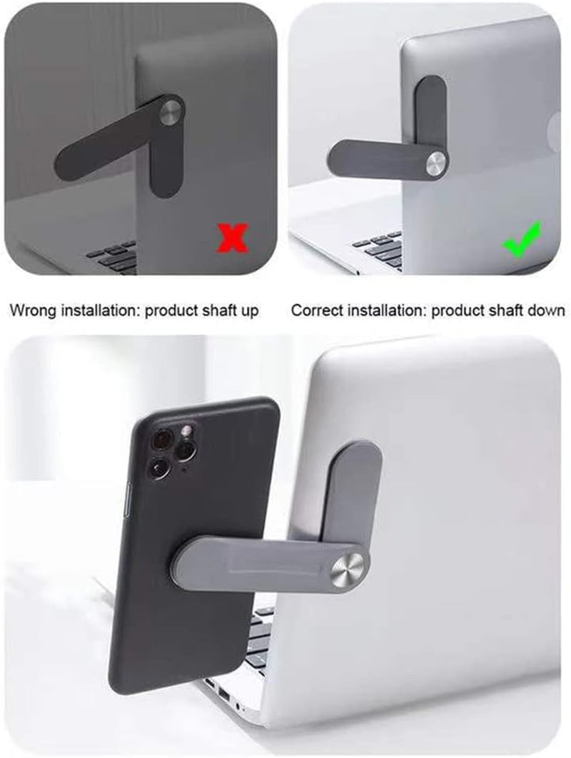 Dlmlemu Magnetic Phone Holder for Laptop, Slim Portable Adjustable Computer Monitor Side Clip Expansion Bracket for 4 - 8 Inches Iphone Smartphone, Mobile Phone Holder for Laptop Side Mount  Dlmlemu   