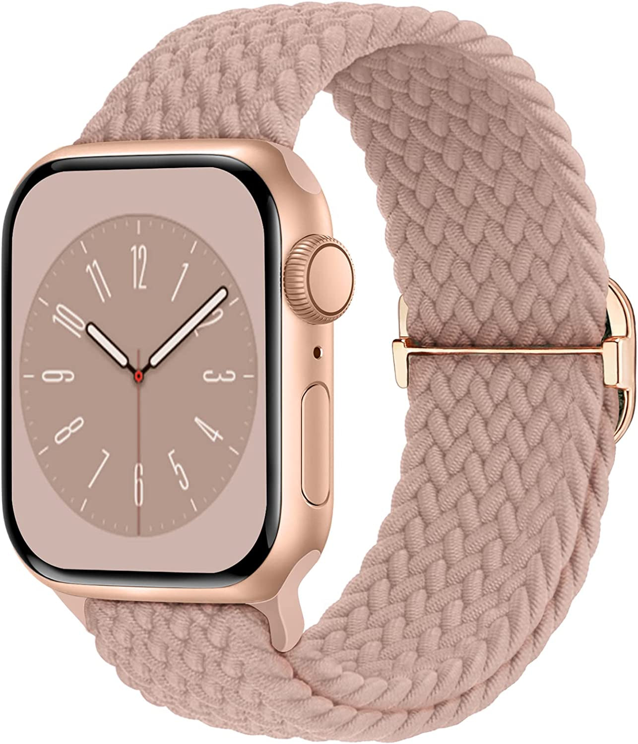 Braided Solo Loop Compatible with Apple Watch Band 38Mm 40Mm 41Mm 42Mm 44Mm 45Mm 49Mm for Women Men, Stretchy Straps Elastic Sport Wristbands for Iwatch Series 8 7 6 5 4 3 2 1 SE Ultra  Butifacion Nude Pink 42/44/45/49mm 