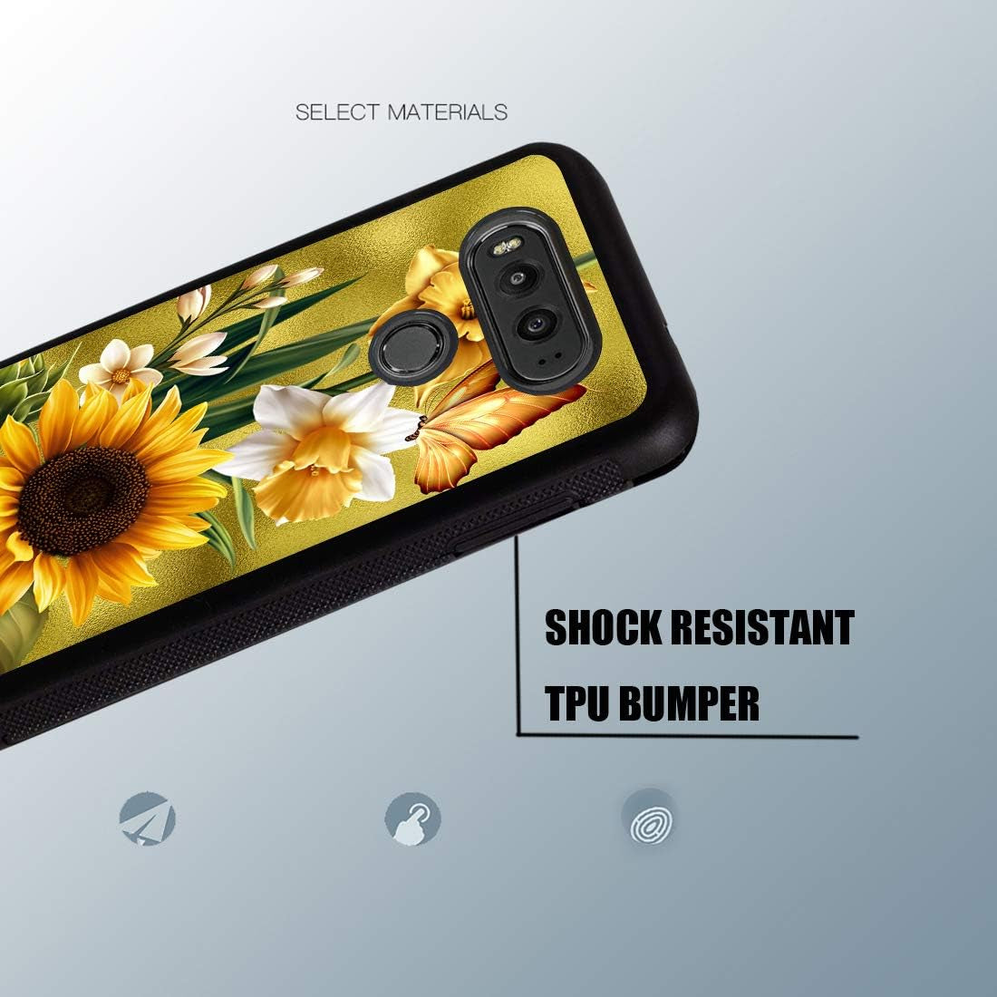 Compatible with LG V30 Case,Vobber Slim Anti-Scratch Architecture TPU Shockproof Protective Case Cover for LG V30/V30 Plus/V30S/V35 Thinq,Butterfly Sunflower  Vobber   