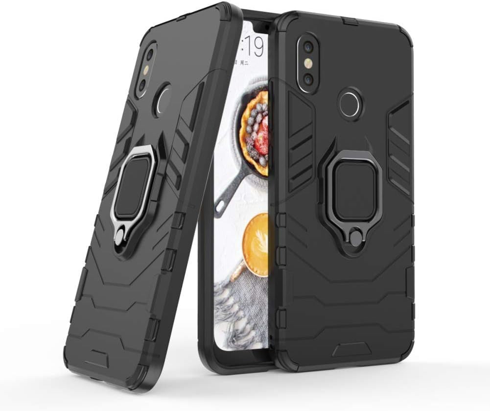 Lulumain Compatible with Xiaomi Mi 8 Case, Magnetic Car Phone Ring Holder 360 Protective Case for Xiaomi Mi8 (Navy Blue)  LuluMain Black  