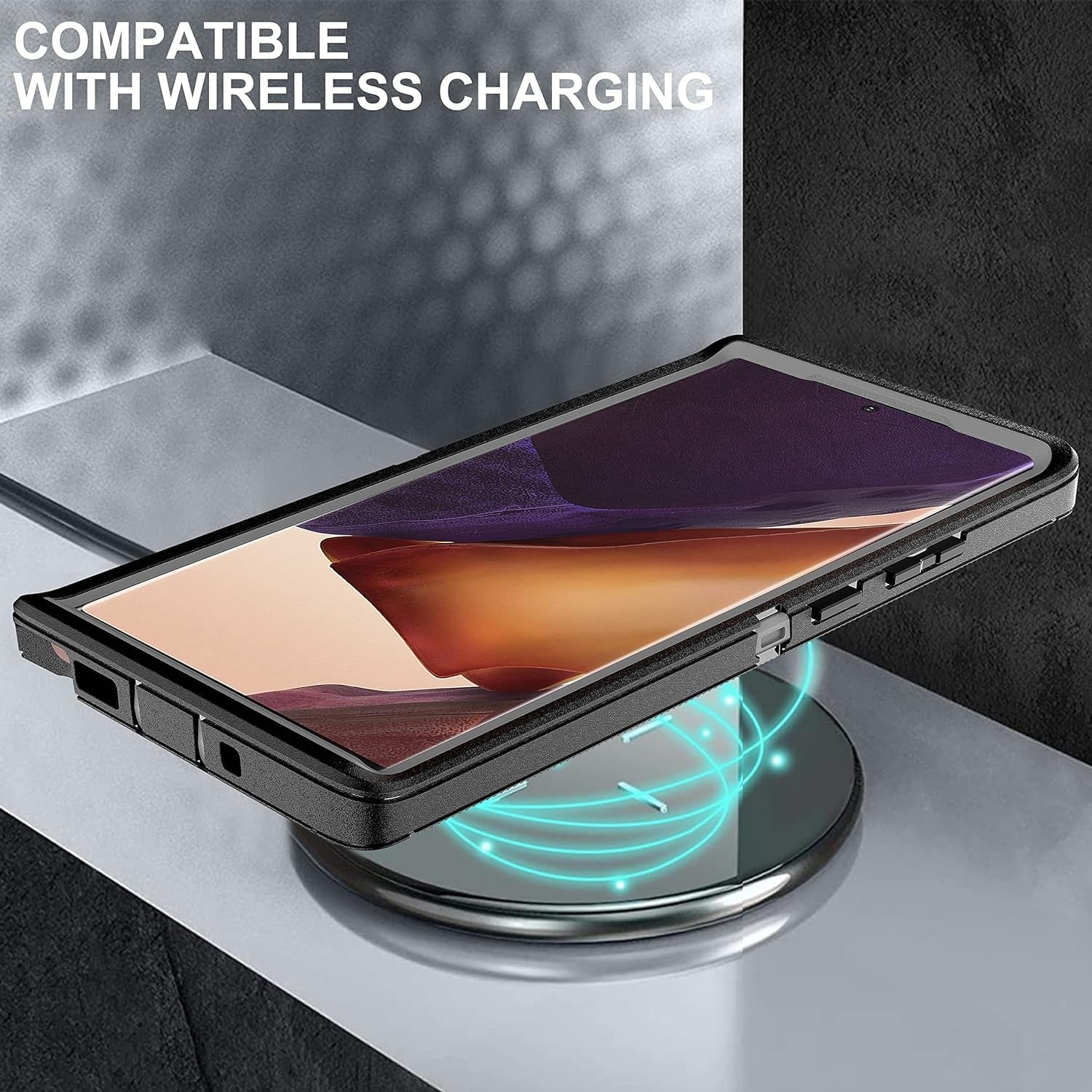 HONG-AMY for Note 20 Ultra Case, Galaxy Note 20 Ultra Case with Self Healing Flexible TPU Screen Protector [2 Pack], 3 in 1 Heavy Duty Protection Case for Samsung Note 20 Ultra 5G(Black/Grey)  HONG-AMY   