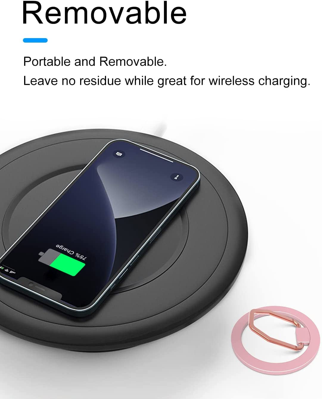 Zylee Magnetic Phone Grip, Magnetic Phone Ring for Magsafe, Magnetic Phone Finger Holder, Adjustable Kickstand, Phone Holder Grip Ring Stand for Magsafe Accessories(Black/Pink)  zylee   