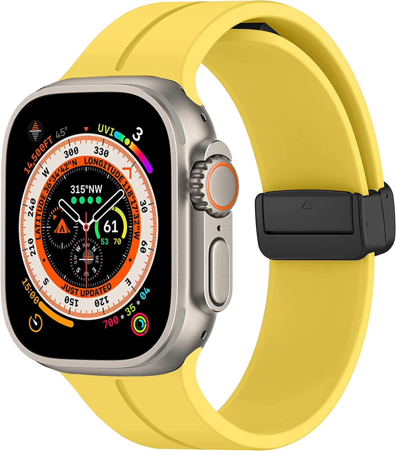 Magnetic for Apple Watch Ultra Band 49Mm 45Mm 44Mm 41Mm 40Mm Iwatch Bands 38Mm 42Mm Men/Women,Soft Sport Silicone Replacement Wristband Correa Strap for Apple Watch Band Series 8/7/6/5/4/3/2/1/SE  DMVEIMAL 14-Cream yellow 42mm 44mm 45mm 49mm 