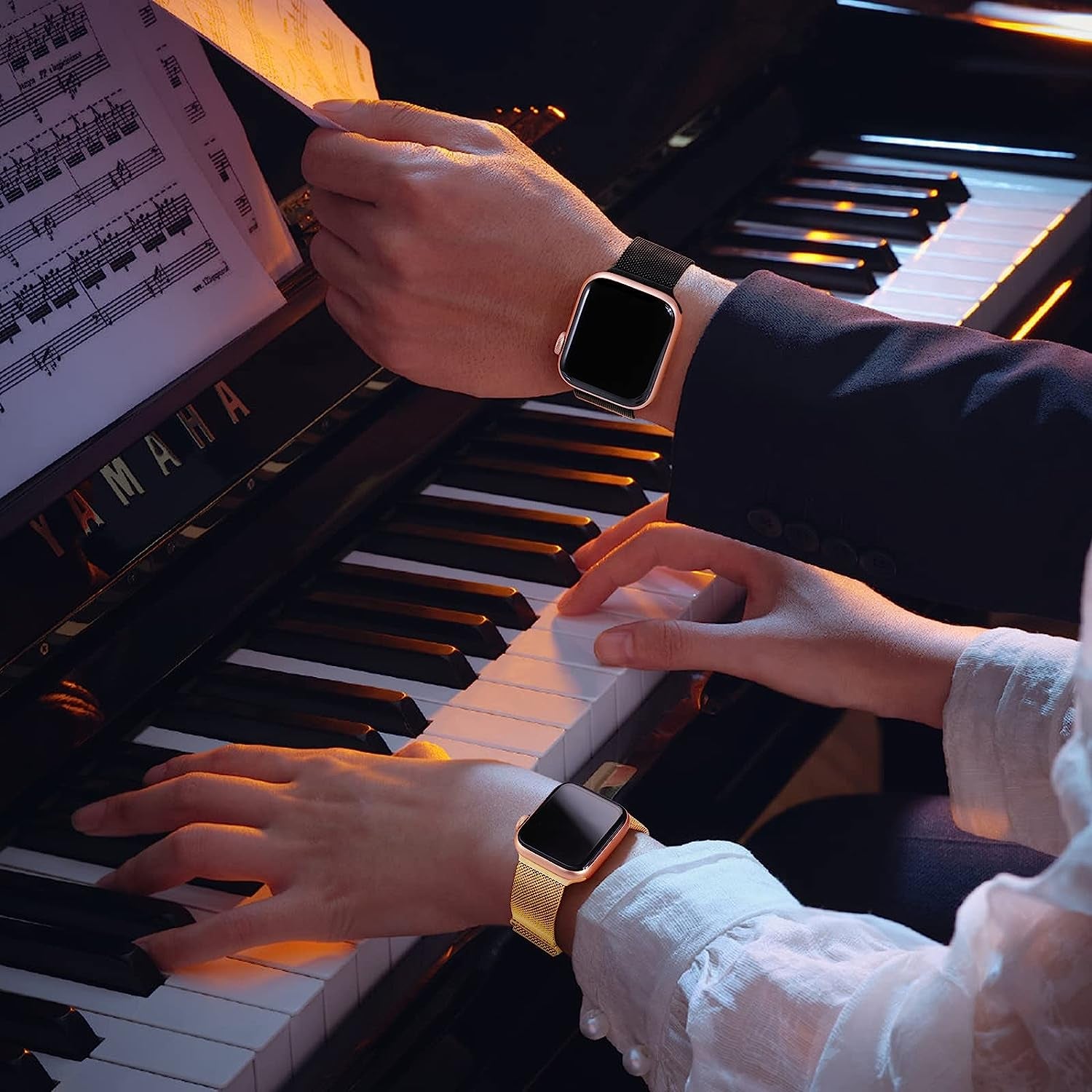 OYODSS Metal Bands Compatible with Apple Watch Band 49Mm 40Mm 38Mm 41Mm 42Mm 44Mm 45Mm Women Men, Magnetic Stainless Steel Loop Mesh Strap for Iwatch SE Ultra Series 8 7 6 5 4 3 2 1 Gold  OYODSS   