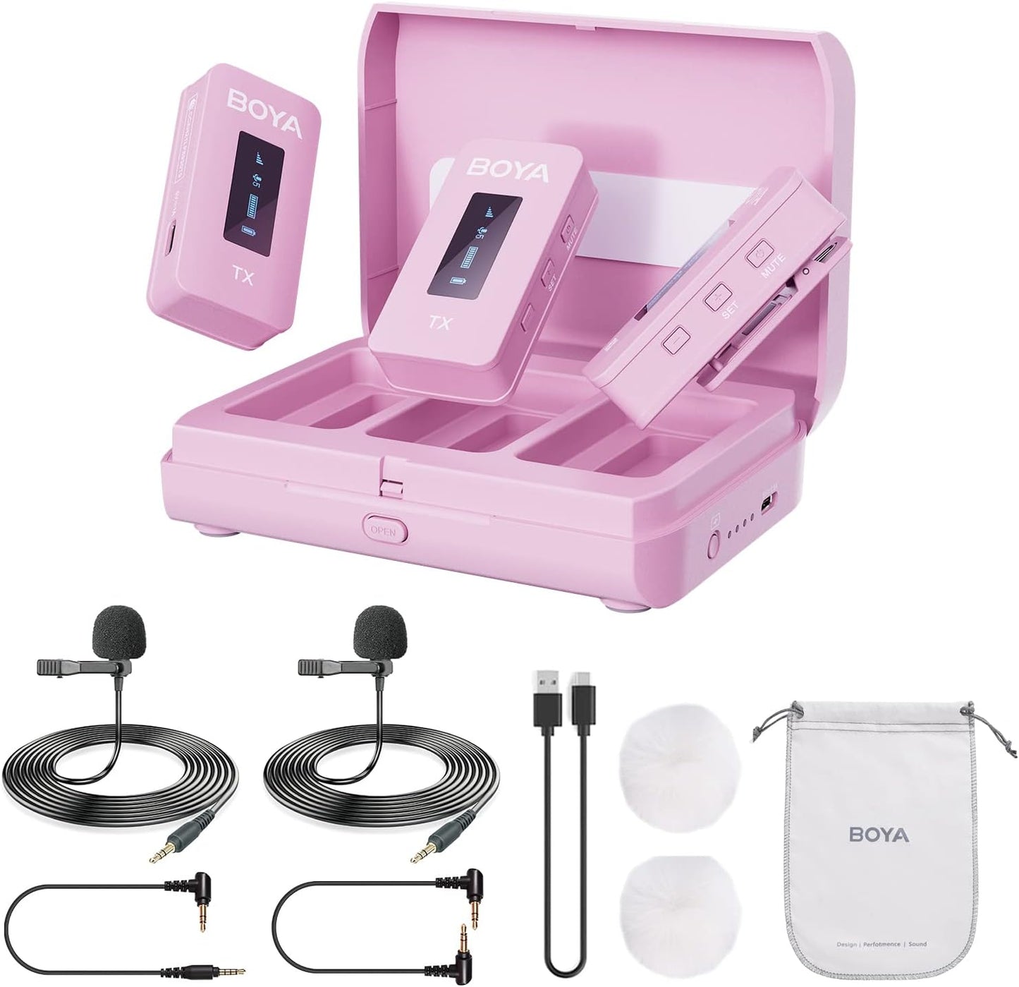 BOYA BY-XM6-S2 Wireless Lavalier Microphone 2.4Ghz Dual Channel Wireless Lapel Microphones for Cameras Phone DSLR Camcorder Mic for Video Recording Youtube Vlogging (2 Transmitters & 1 Receiver)  BOYA K2P  