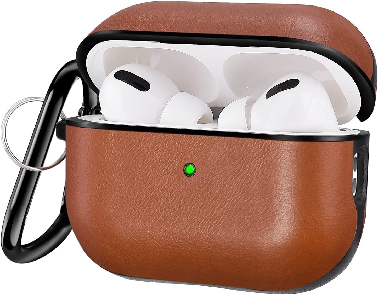 V-Moro Compatible with Airpods Pro Case Leather, Genuine Leather Airpod Pro Case for Airpods Pro [Front LED Visible] Protective Cover Skin Brown Men Women  V-MORO Brown Airpods pro 2(2022) 