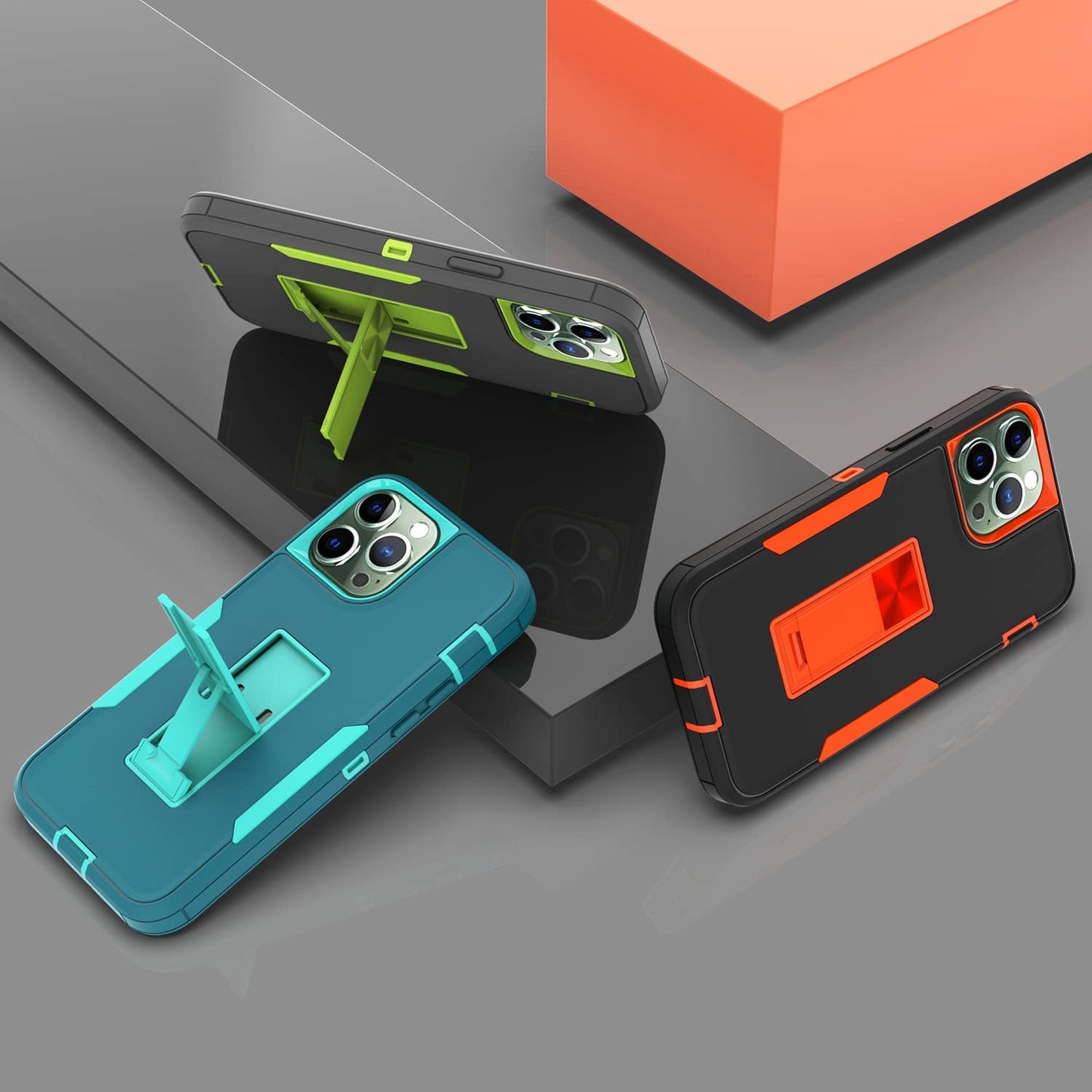 Wulibox Professional Design for Iphone 12 Pro Max Case with Stand, Military-Grade Drop Protection, Fit for Magnetic Car Mount, Upgrade Hard Pc&Premium Soft TPU Kickstand for Men Women (Cyan)  Wulibox   