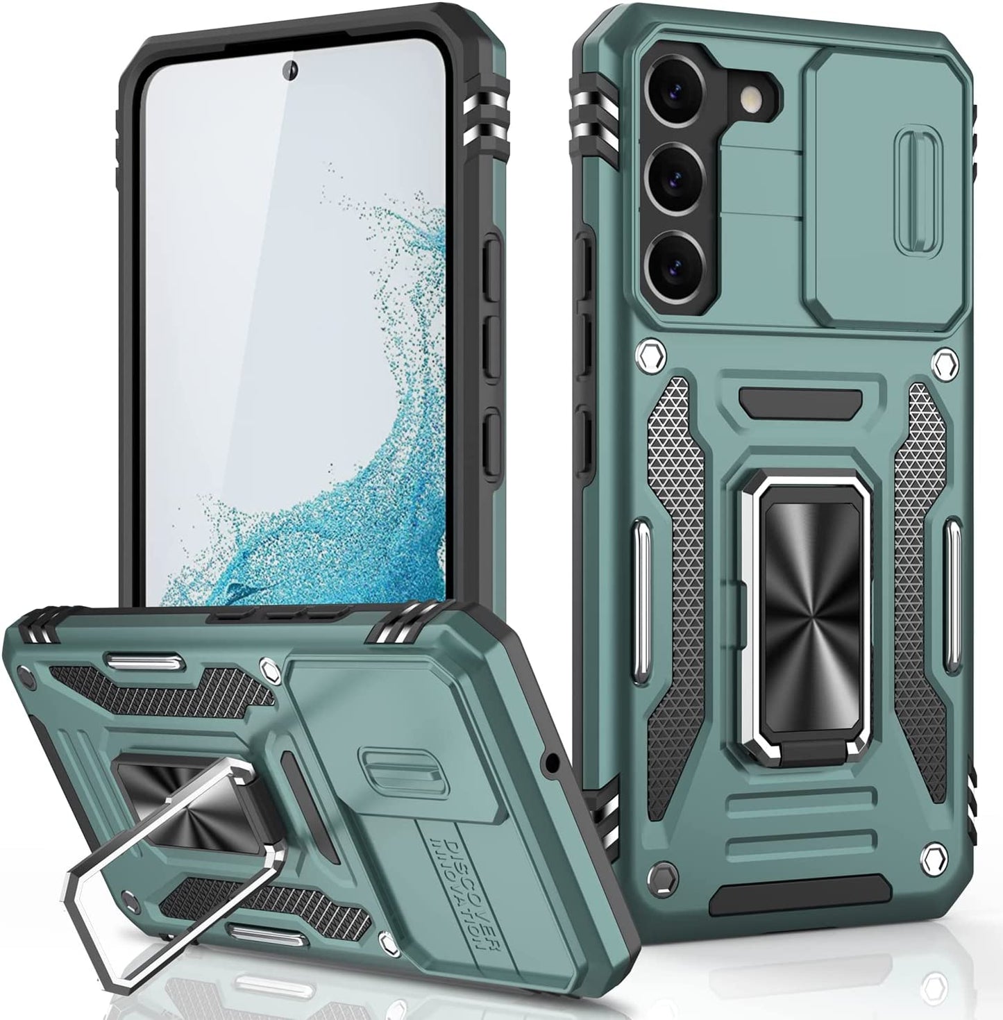 LUMARKE Galaxy S22 plus Case with Camera Cover,Samsung S22 plus Cover Pass 16Ft Drop Test Military Grade Heavy Duty Protective Phone Case with Kickstand for Samsung Galaxy S22 plus Black  LUMARKE Pale Green Galaxy S22 Plus 6.6''-M 