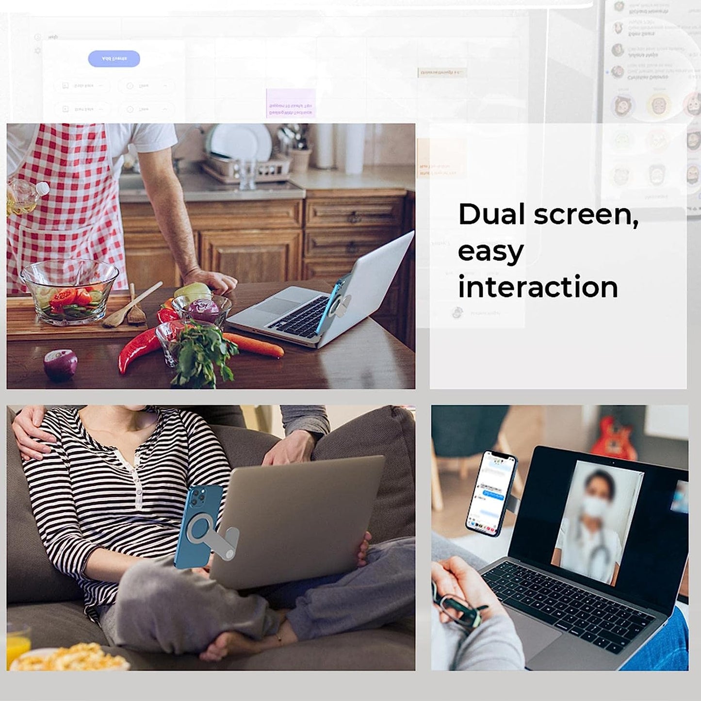 MIMINU Phone Holder for Laptop - Adjustable Magnetic Phone Mount Laptop,Lap Screen Side Phone Holder Extender Attach to Computer Monitor for Universal Smartphone  MIMINU   