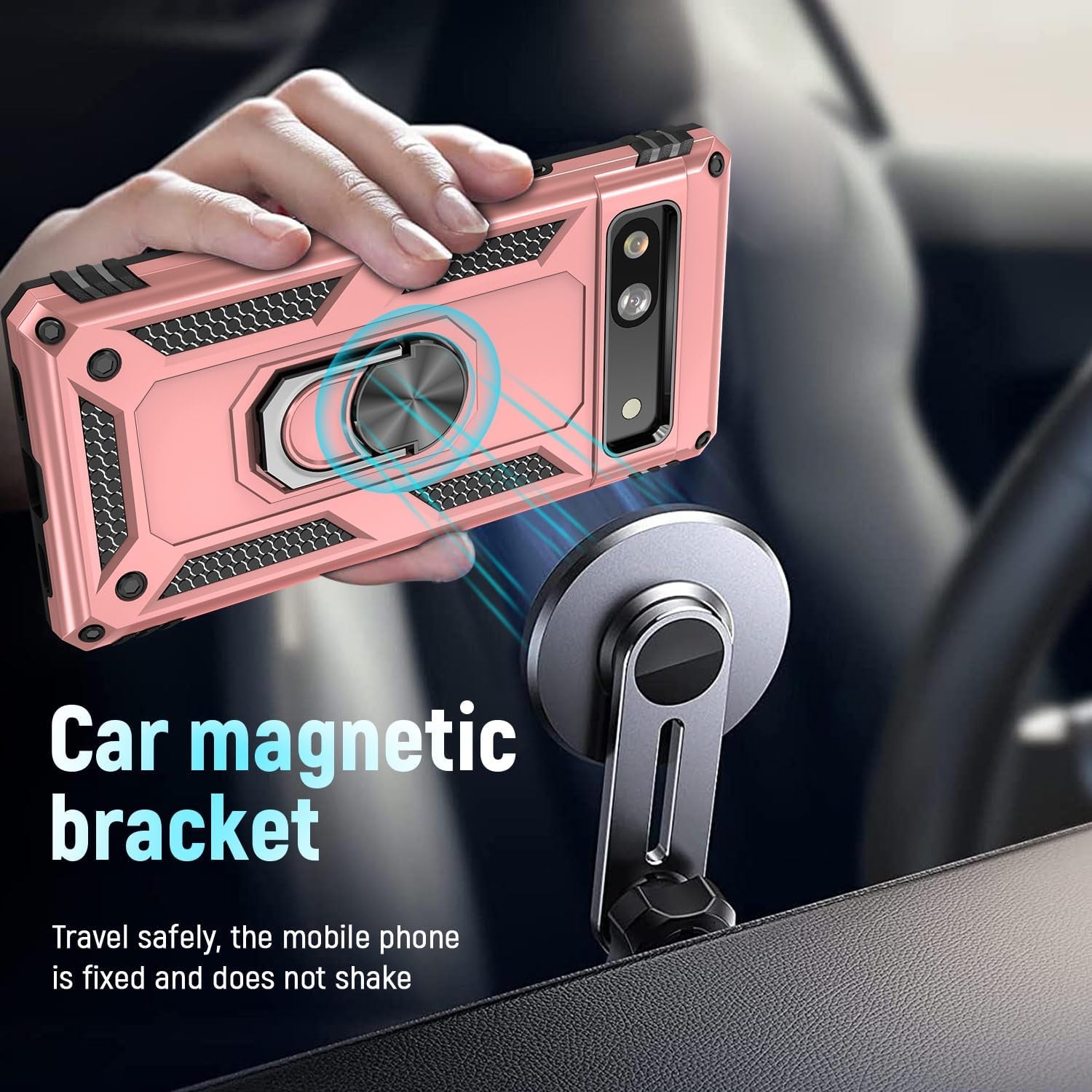 ADDIT Phone Case for Google Pixel 7A Case Pixel 7A Pink Case for Women Girl,With Kickstand Magnetic Ring Holder,Heavy Duty Protective Cover for Google Pixel 7A Rose Gold  ADDIT   