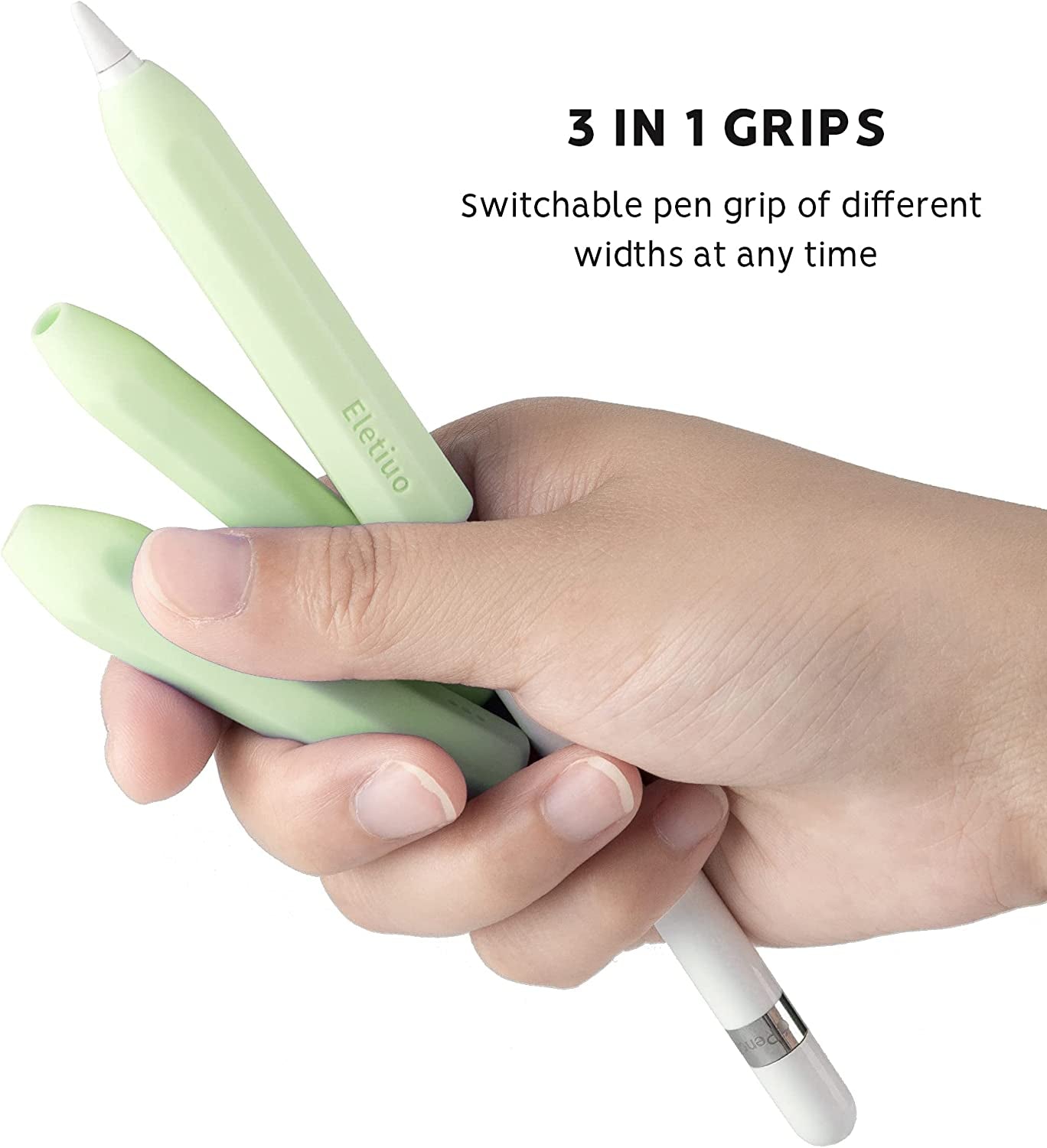 3 Sizes Silicone Grip Holder Protective Skin Sleeve Cover Case Accessories,Compatible with Apple Pencil 1St / 2Nd Gen, for Ipad Pro 9.7"/10.5"/11" /12.9",Mint Green (S, M, L)  Litumfen   