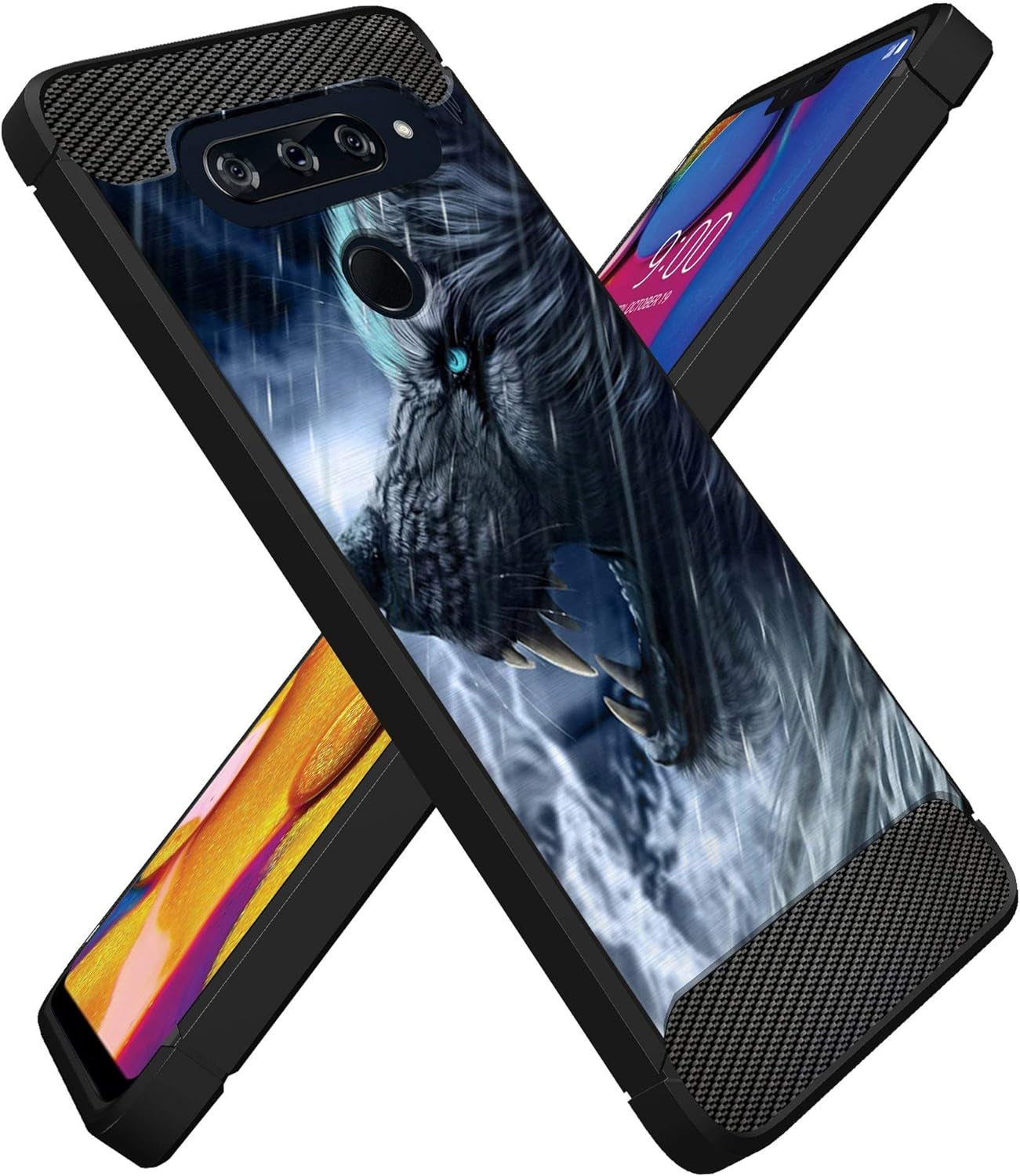 Casesondeck Slim Case Compatible with [LG G8 Thinq/Lg G8] Thin Scratch Preventing TPU, Matte Finish Carbon Fiber Texture Edges (Artic Wolf)  CasesonDeck   