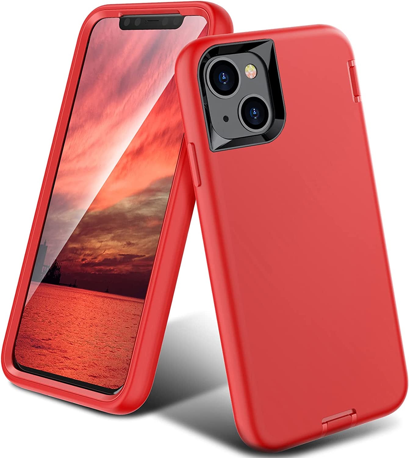 Oribox for Iphone 13 Case Blue, [10 FT Military Grade Drop Protection], Soft-Touch Finish of the Liquid Silicone Exterior Feels, Heavy Duty Shockproof Anti-Fall Case for Iphone 13,6.1 Inch, Blue  ORIbox Silicone Red iPhone 13 