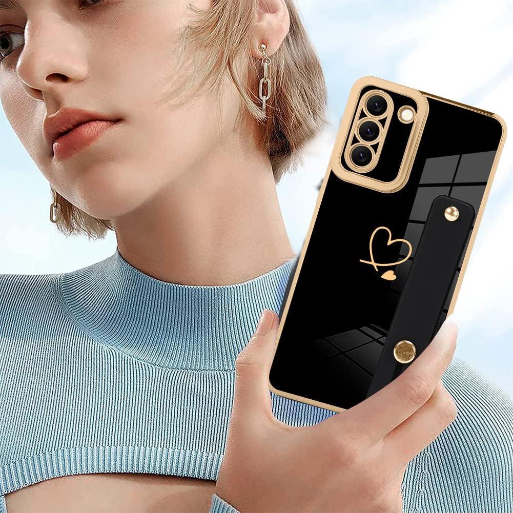 ZIYE Galaxy S21 plus 5G Luxury Electroplated Case with Strap Love Heart Plating Gold Bumper Cover for Women Girls Anti-Scratch Shockproof Back Phone Case for Samsung Galaxy S21 plus 5G 6.7 Inch  ZIYE   